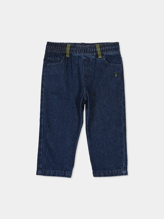 Jeans denim per neonato con levriero,Trussardi Junior,TIA26097JE D.BLUE_MED DENIM BLUE MEDIUM