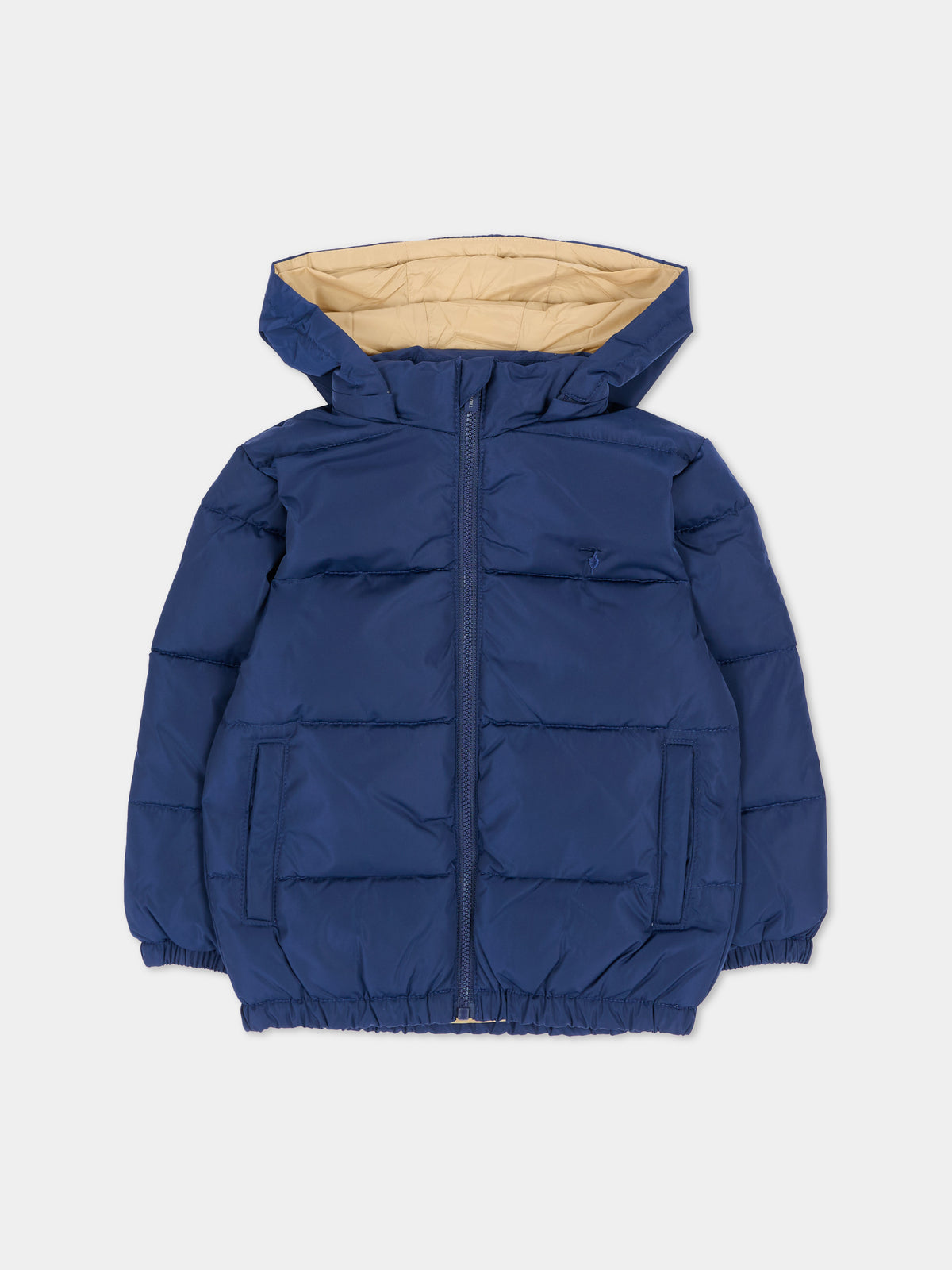 Piumino blu navy per neonato con cappuccio,Trussardi Junior,TIA26001PI BLUE_NAVAL BLUE NAVAL
