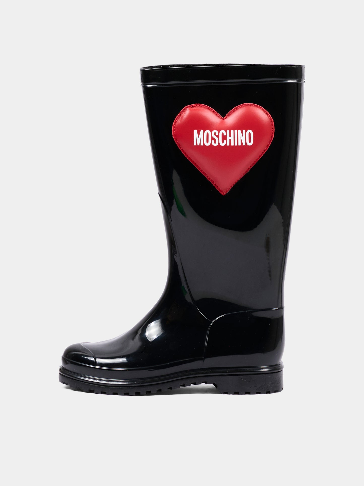 Stivali pioggia neri per bambina con logo,Moschino Kids,84289 VAR1