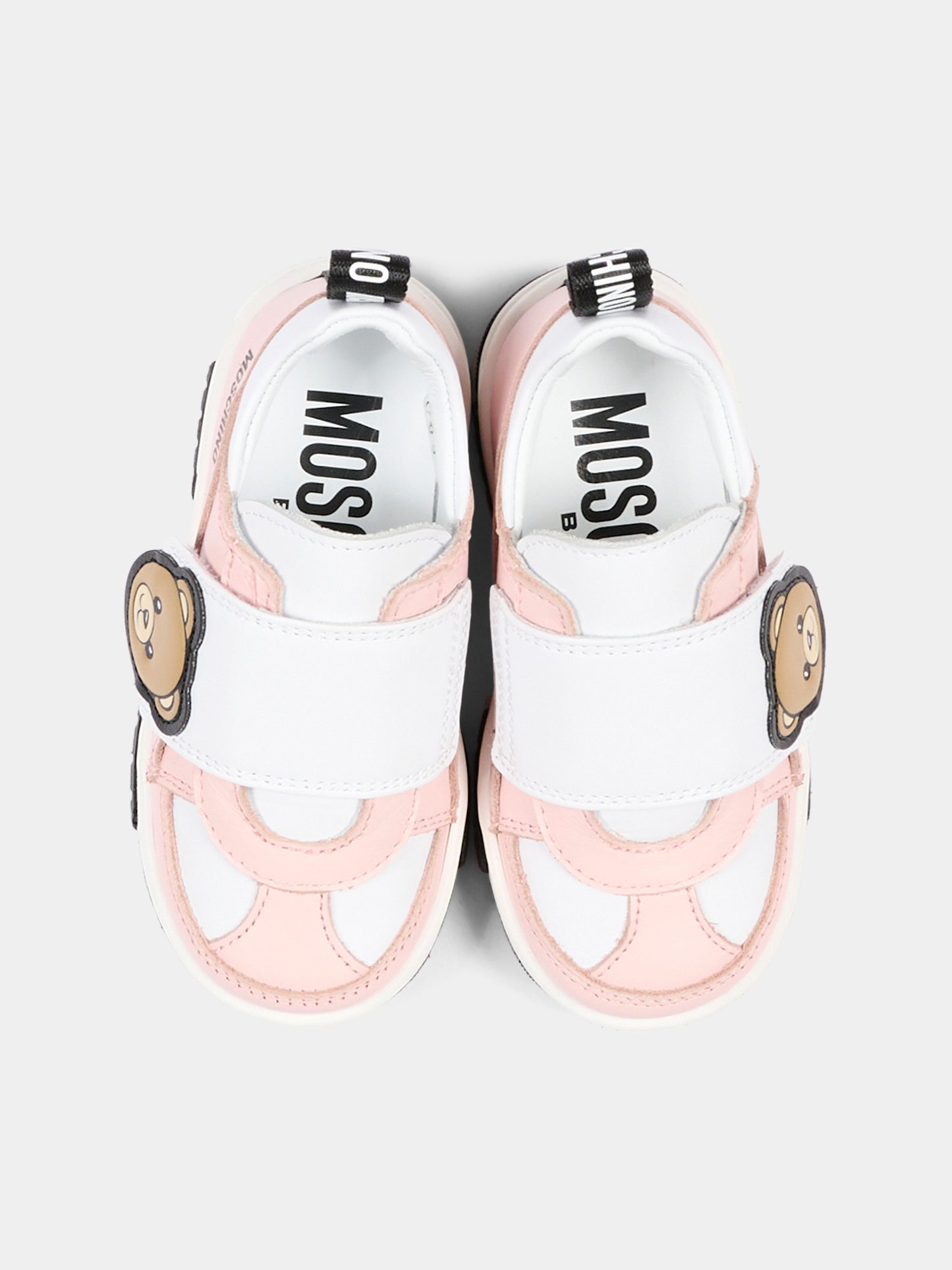 Sneakers rosa per bambina con Teddy Bear,Moschino Kids,84138 VAR6