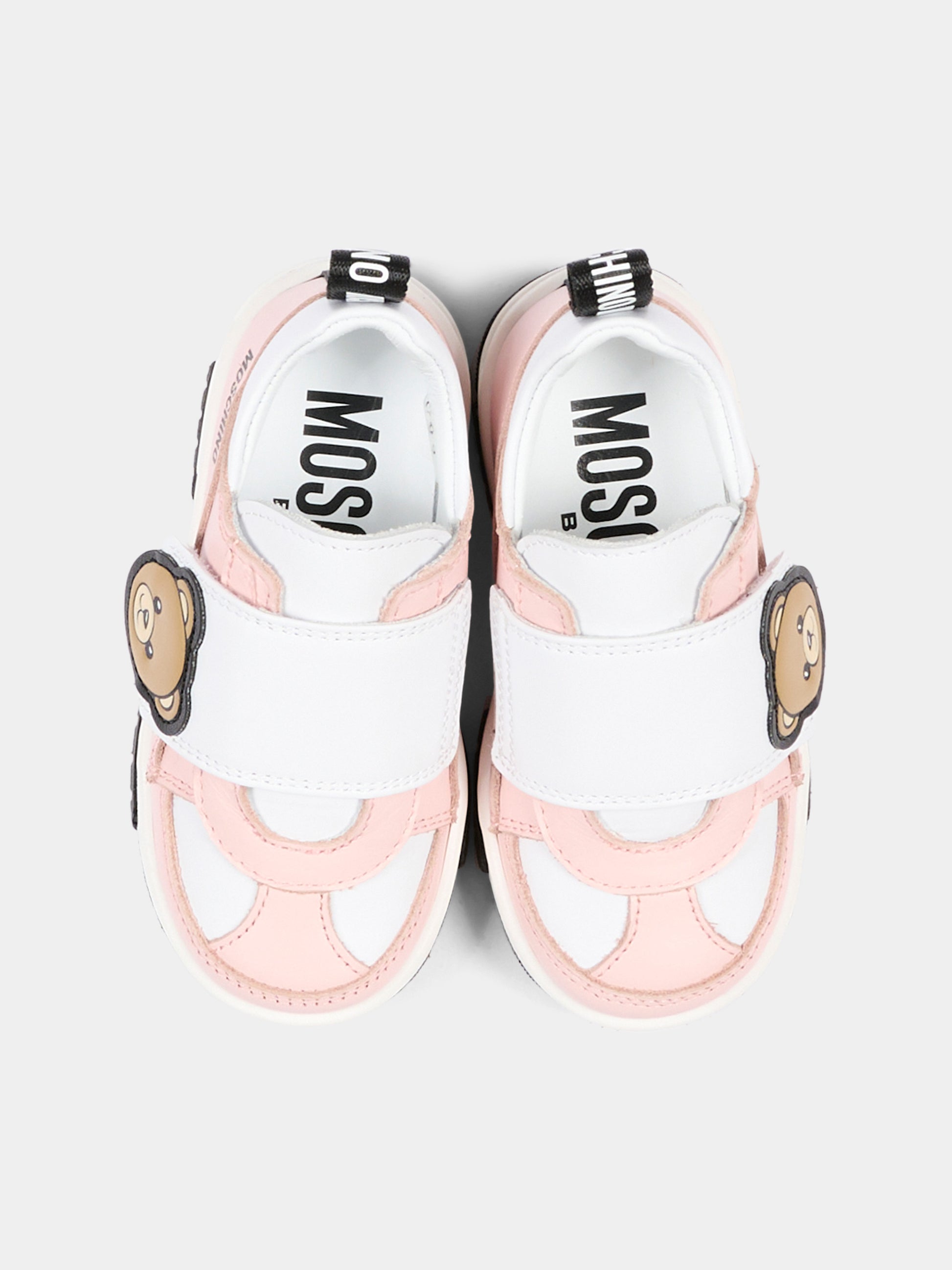 Sneakers rosa per bambina con Teddy Bear,Moschino Kids,84138 VAR6