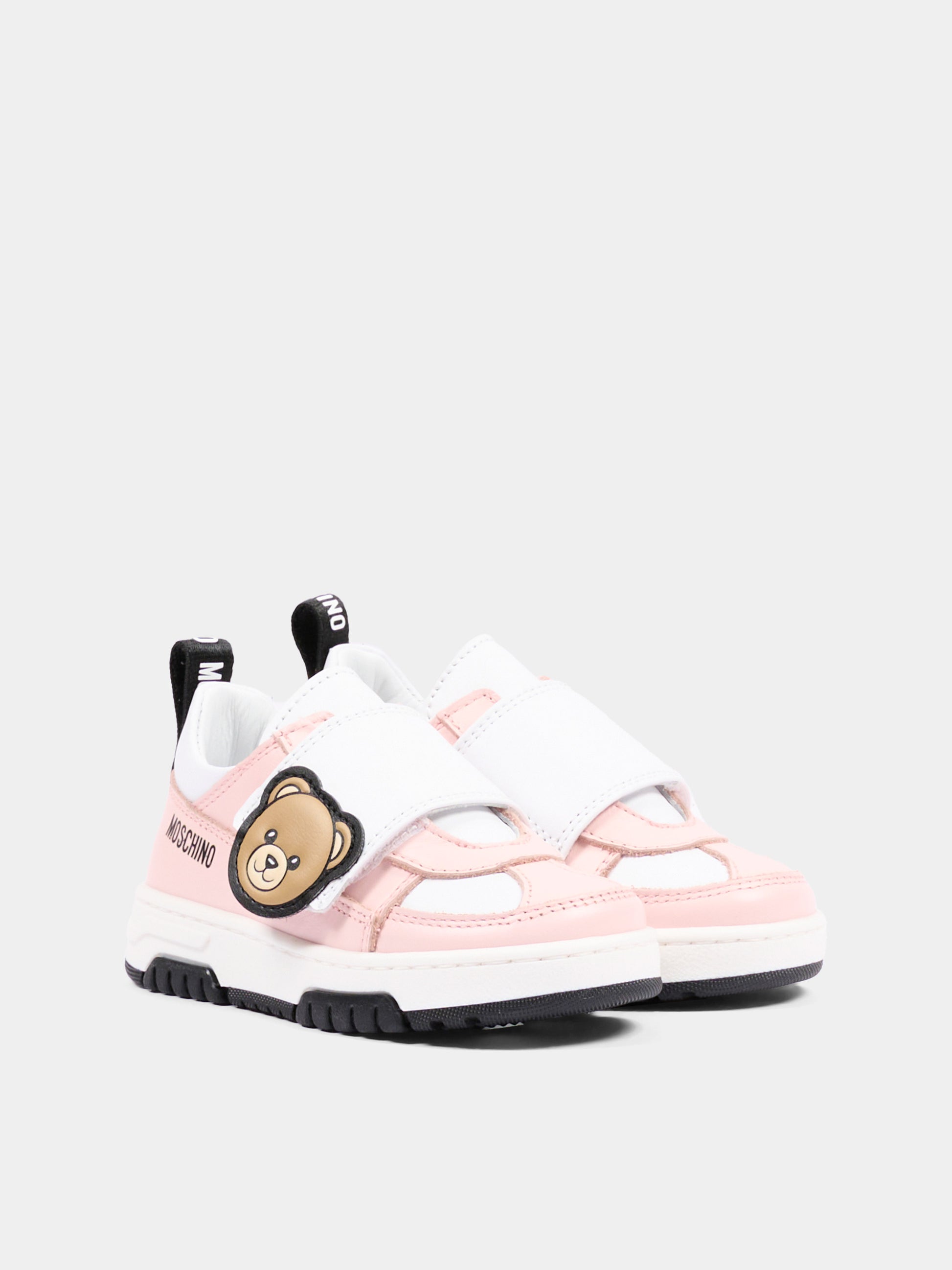 Sneakers rosa per bambina con Teddy Bear,Moschino Kids,84138 VAR6