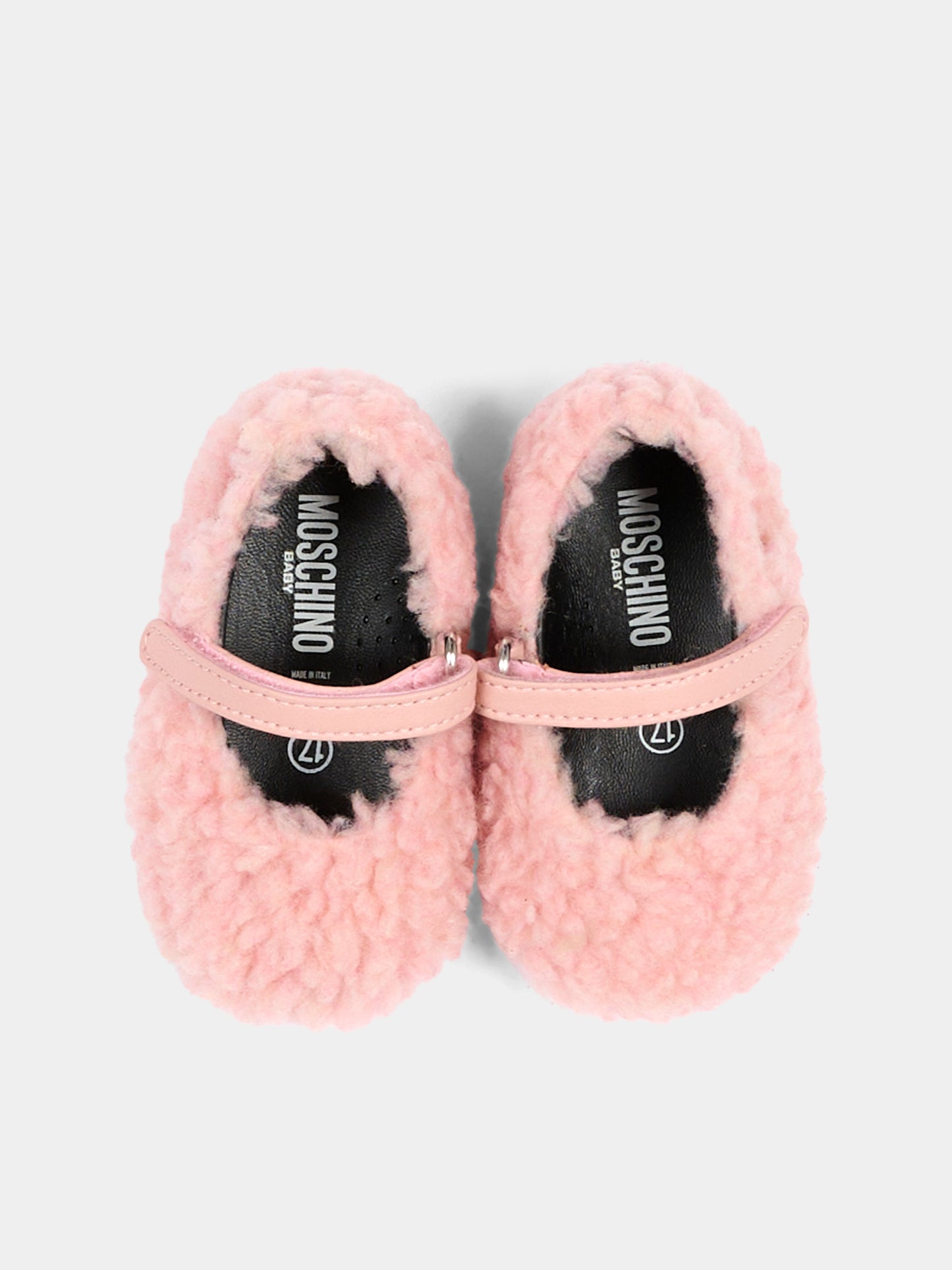 Ballerine rosa per neonata in pelliccia,Moschino Kids,84051 VAR2