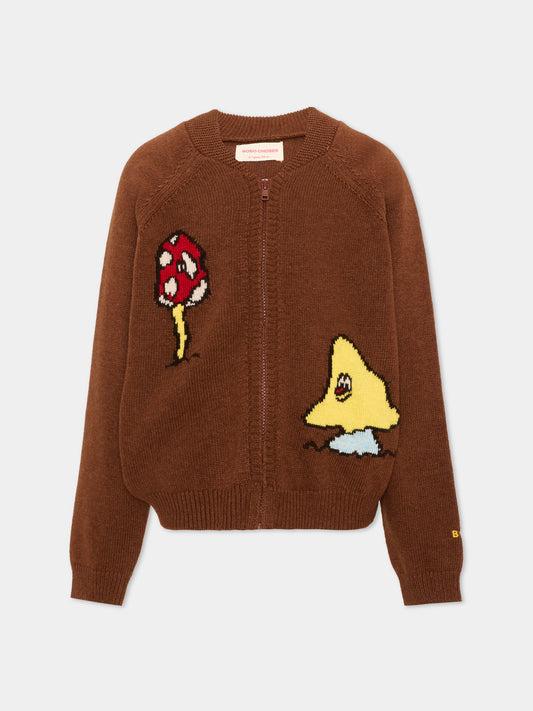 Cardigan marrone per bambino con ricami,Bobo Choses,B226AC092