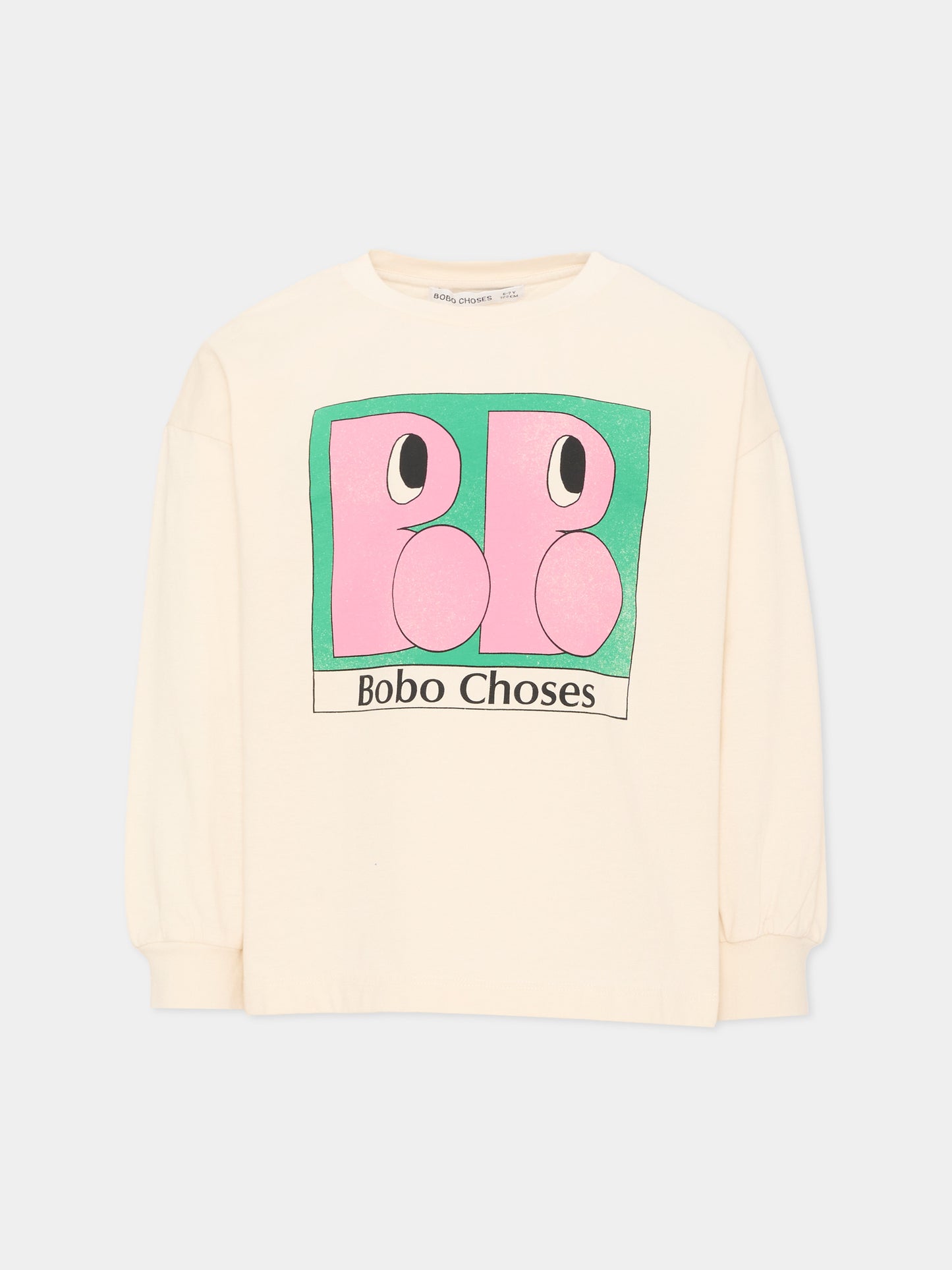 T-Shirt avorio per bambina con logo,Bobo Choses,B226AC017