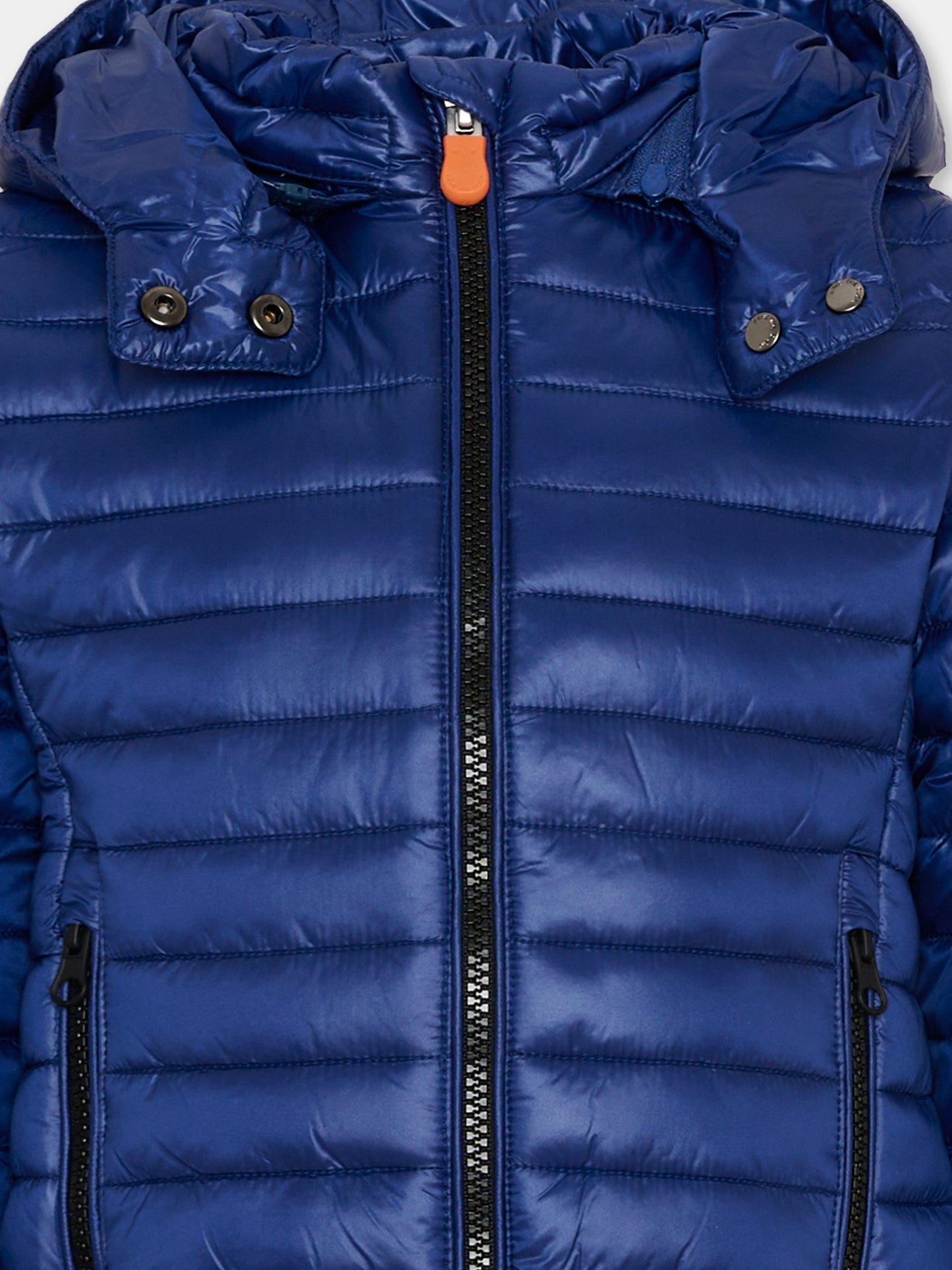 Piumino blu per bambino con cappuccio,Save The Duck Kids,J32179G LOVY20 90025