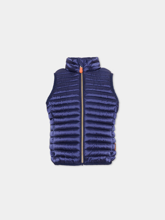 Gilet blu per bambino trapuntato,Save The Duck Kids,J85310G IRIS20 90000