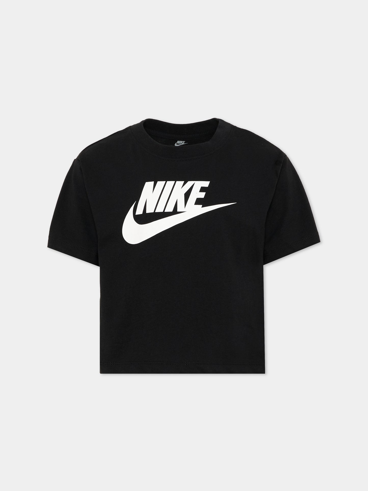 T-Shirt nera per bambina con logo,Nike,36L160 023