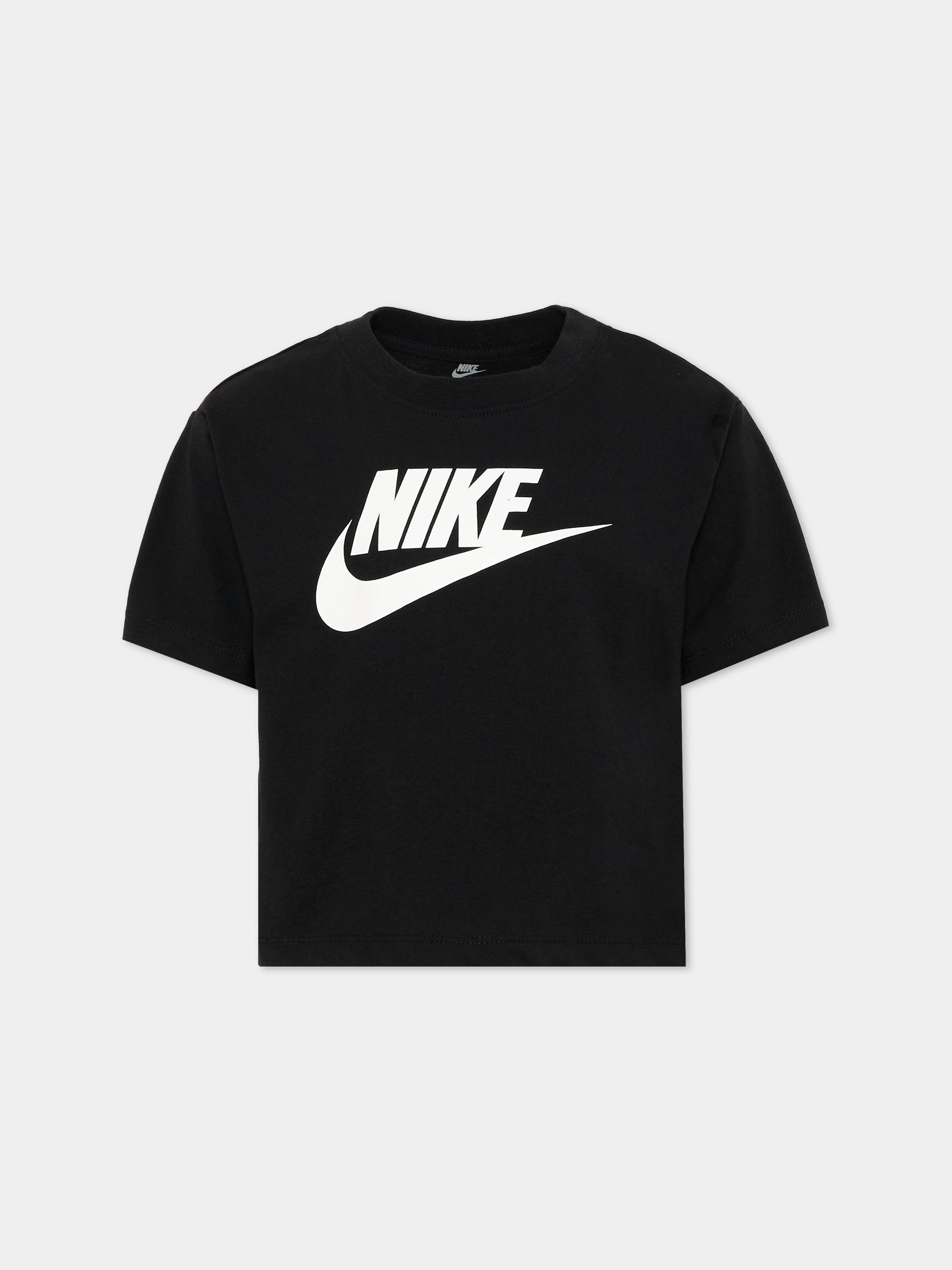 T-Shirt nera per bambina con logo,Nike,36L160 023
