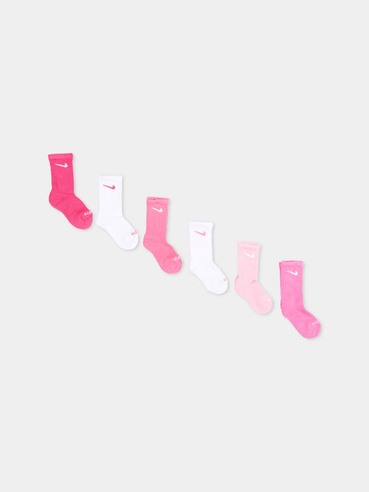 Calza spugna rosa per bambina con logo,Nike,UN0019 V12/RN0019 V12