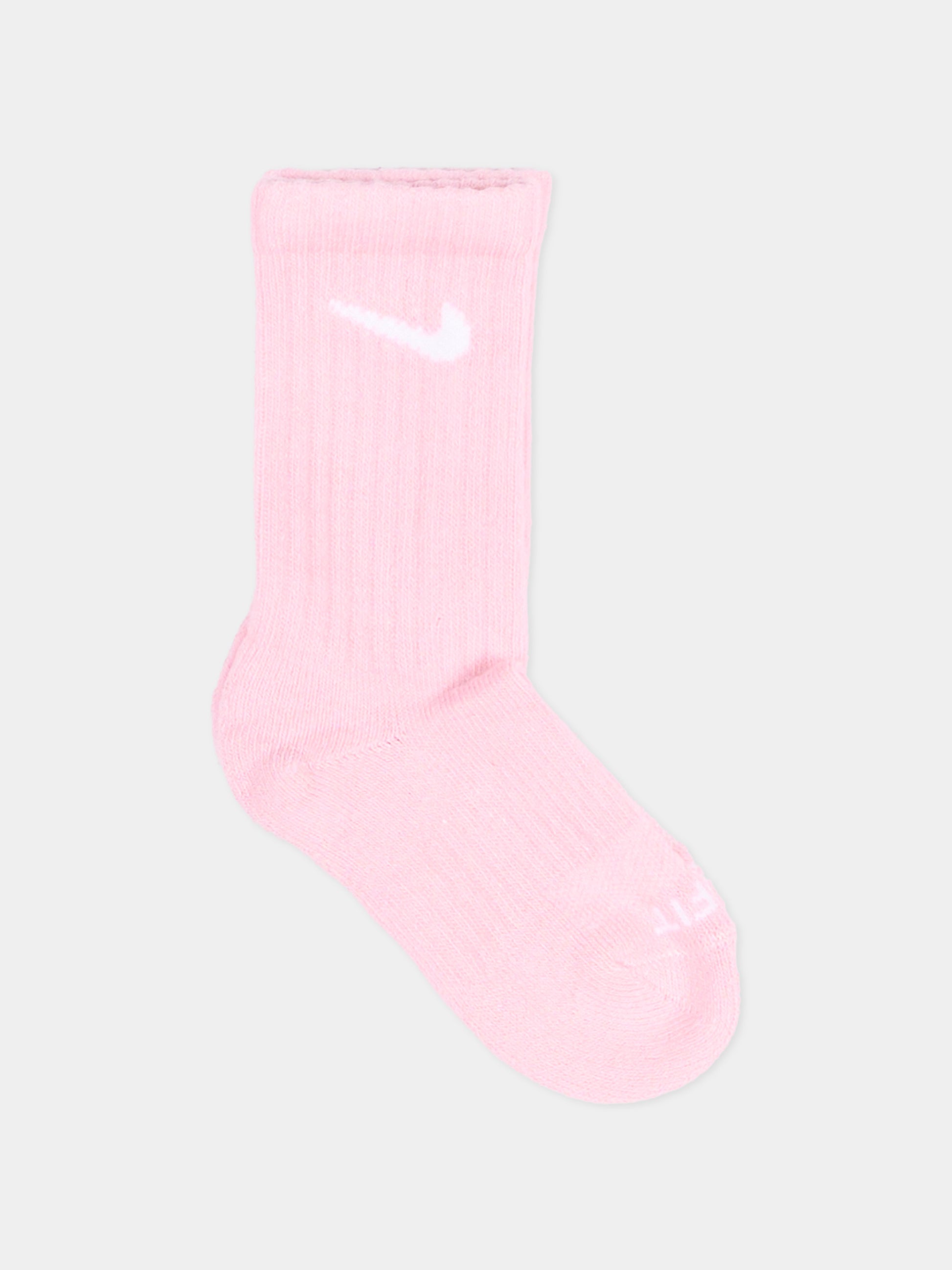Calza spugna rosa per bambina con logo,Nike,UN0019 V12/RN0019 V12