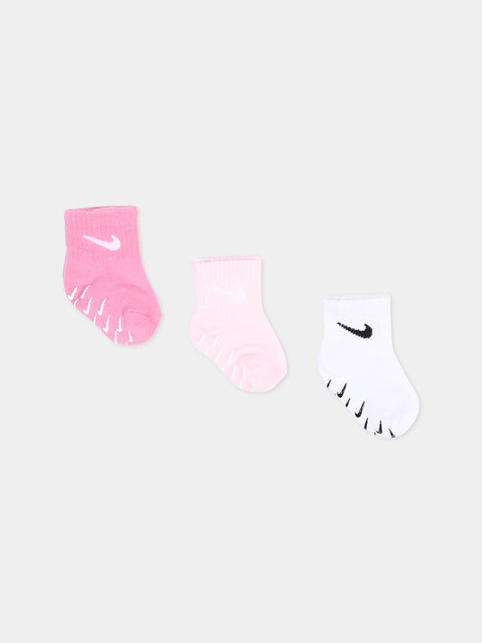 Calza spugna rosa per neonata con logo,Nike,NN1131 ACG