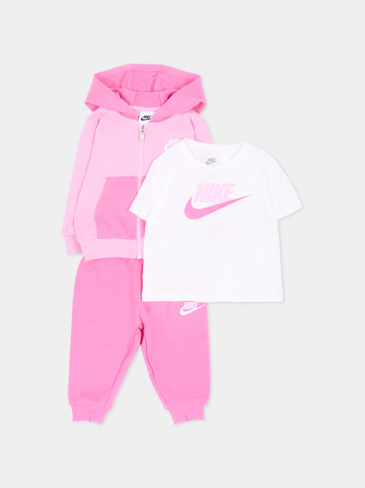 Completo sportivo lungo rosa con logo per neonata,Nike,66P282 AFN