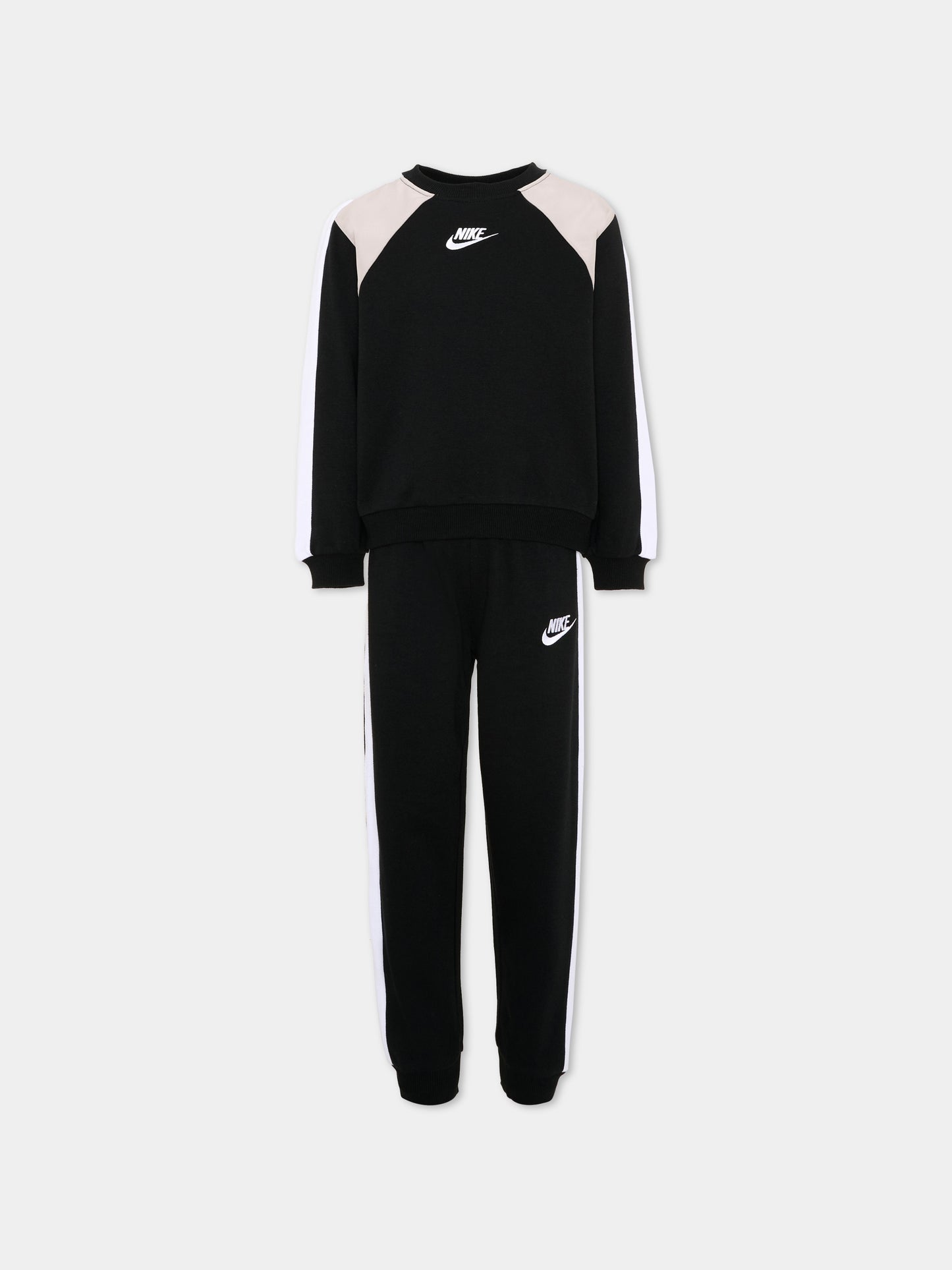 Completo sportivo lungo nero con logo per bambini,Nike,86P197 023
