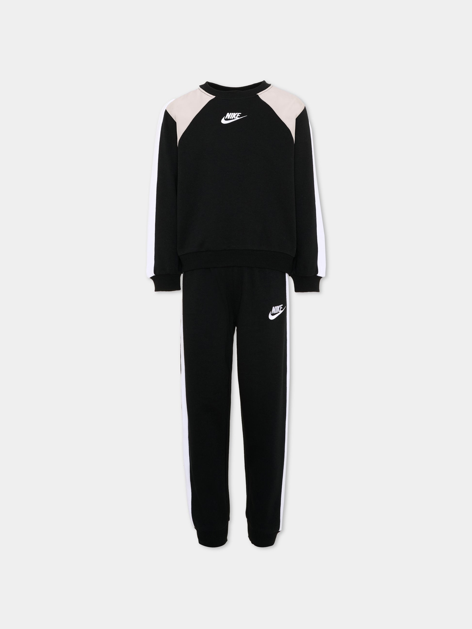 Completo sportivo lungo nero con logo per bambini,Nike,86P197 023
