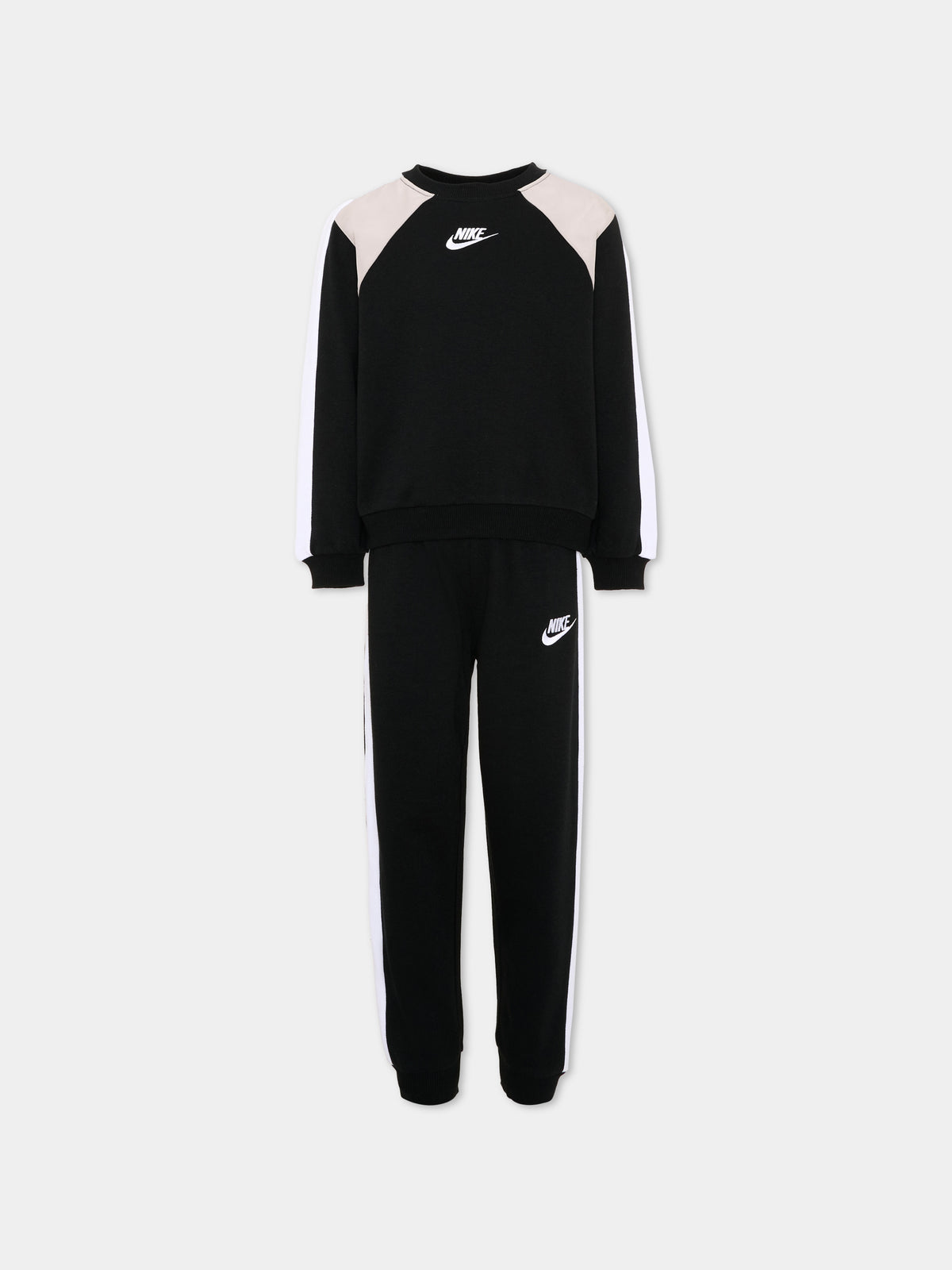 Completo sportivo lungo nero con logo per bambini,Nike,86P197 023