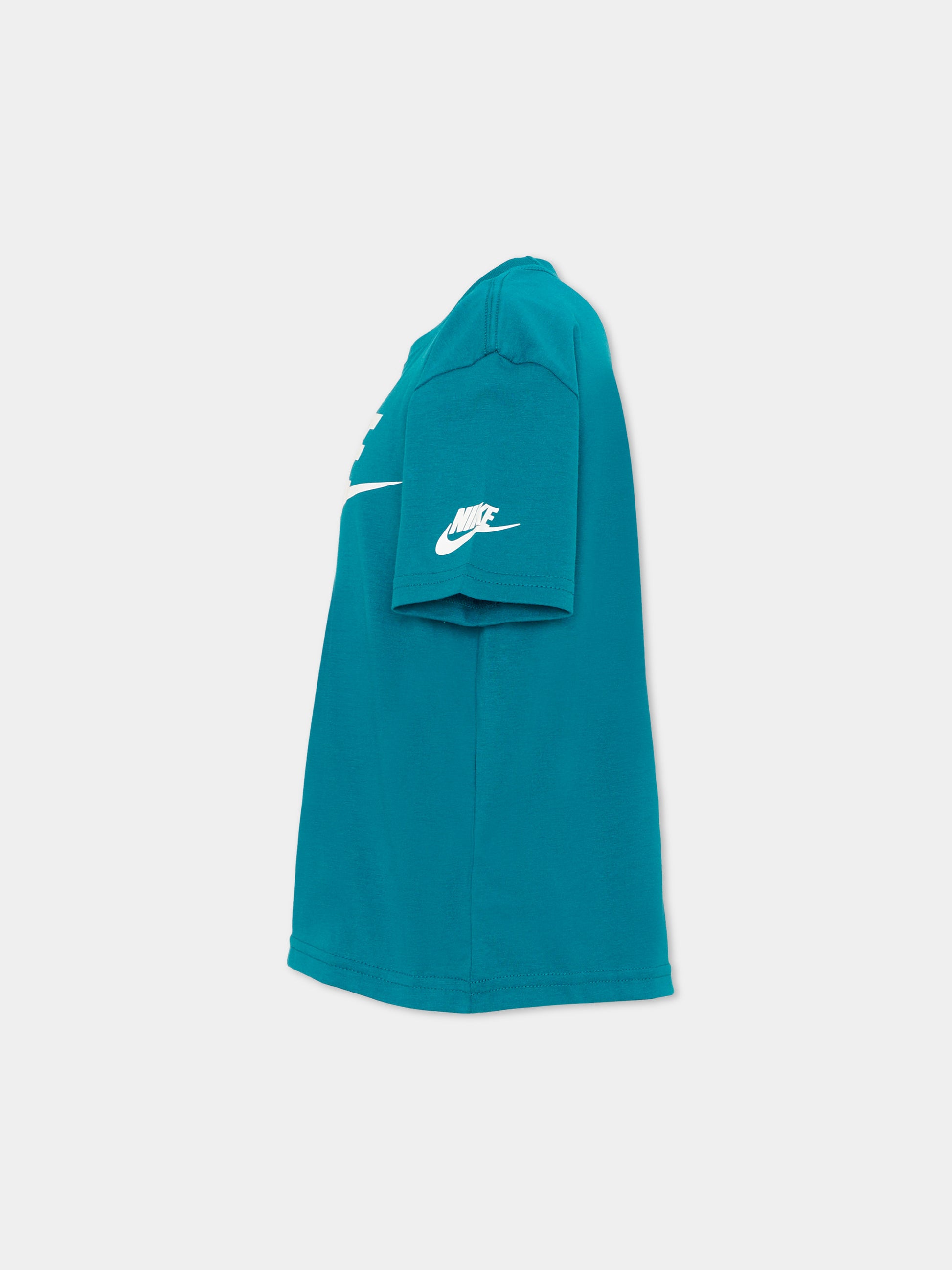 T-Shirt verde per bambino con logo,Nike,86J575 B9I