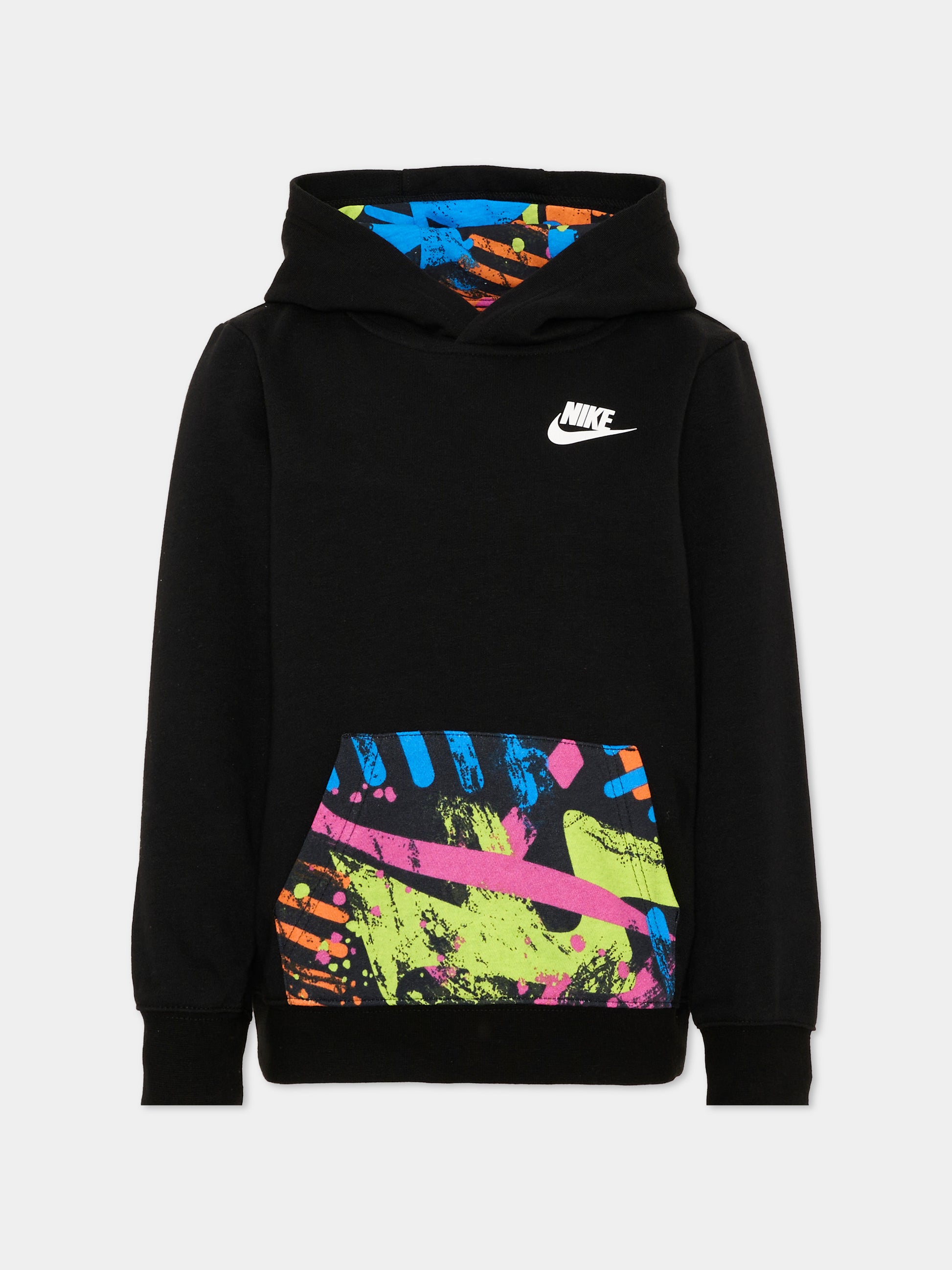 Felpa nera per bambini con logo,Nike,86J170 023