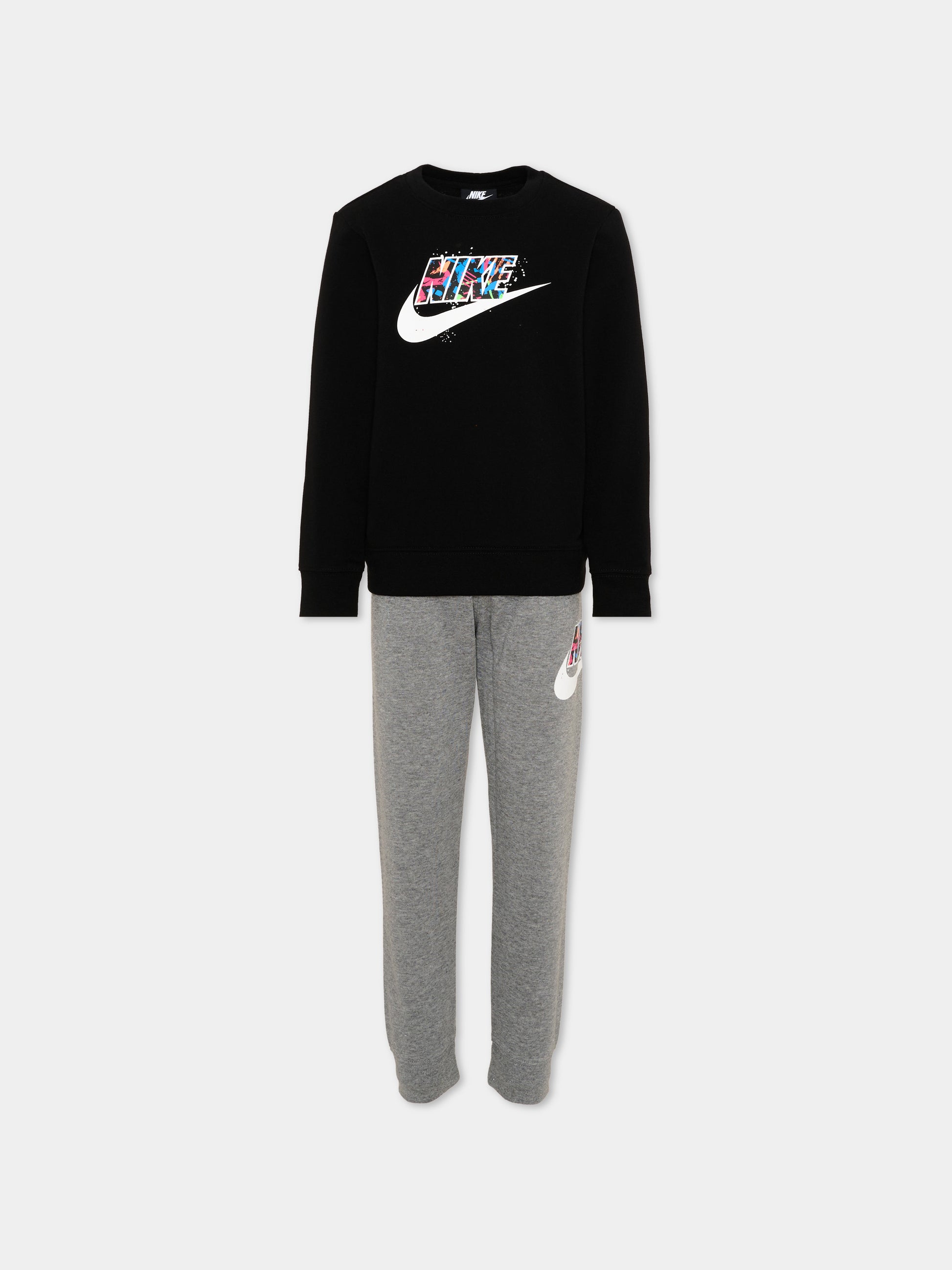 Completo sportivo nero per bambina con logo,Nike,86J175 GEH