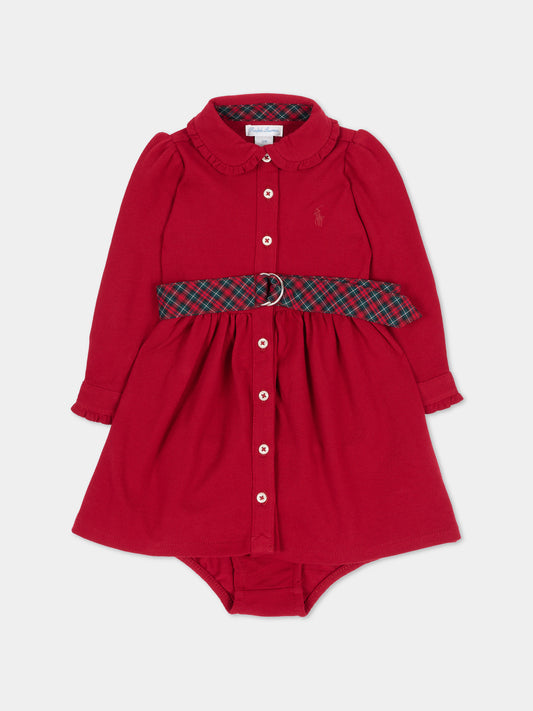 Vestito rosso per neonata tartan,Ralph Lauren Kids,B28633001