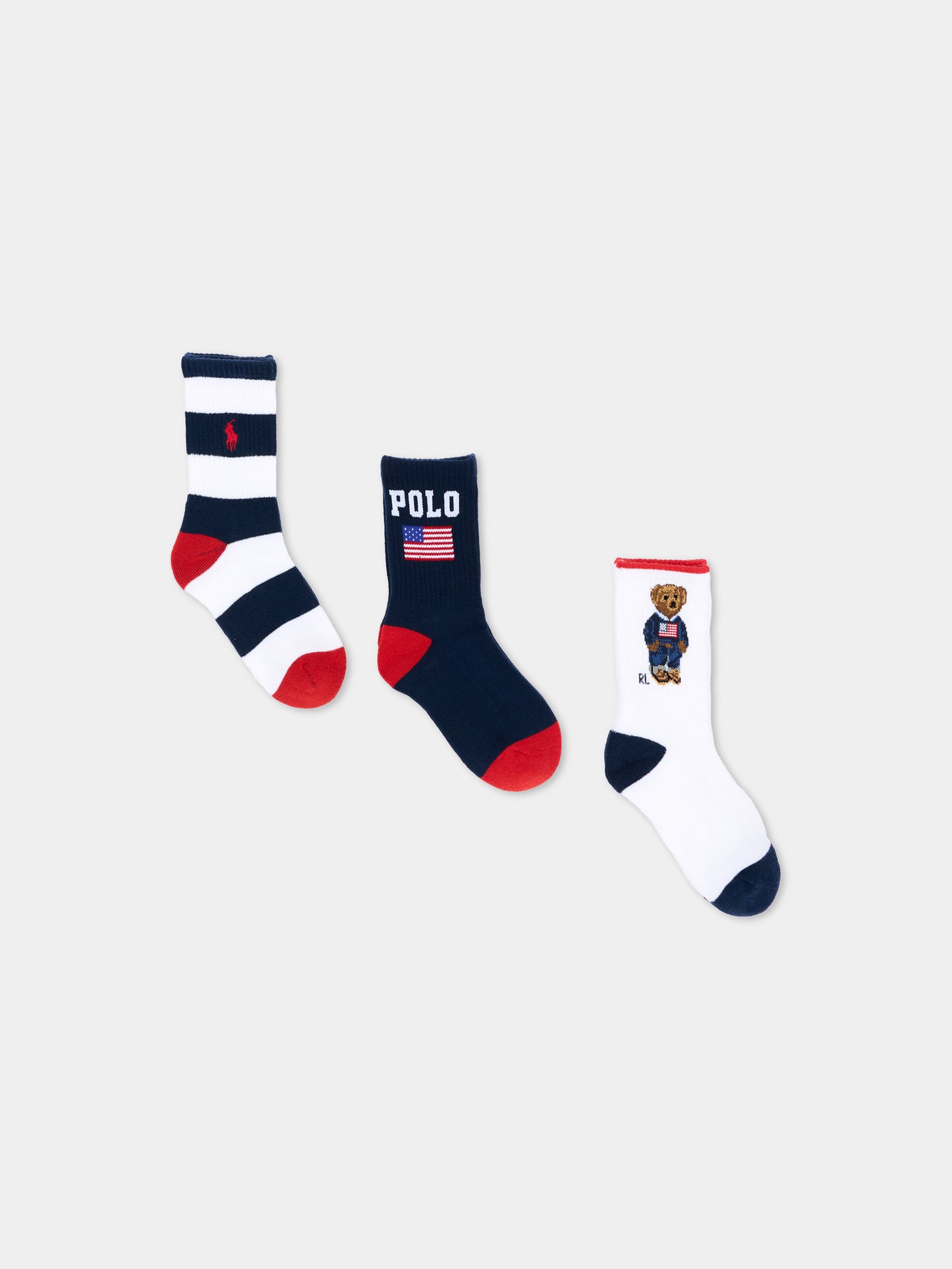 Calzini multicolor per bambino con logo,Ralph Lauren Kids,P03163001
