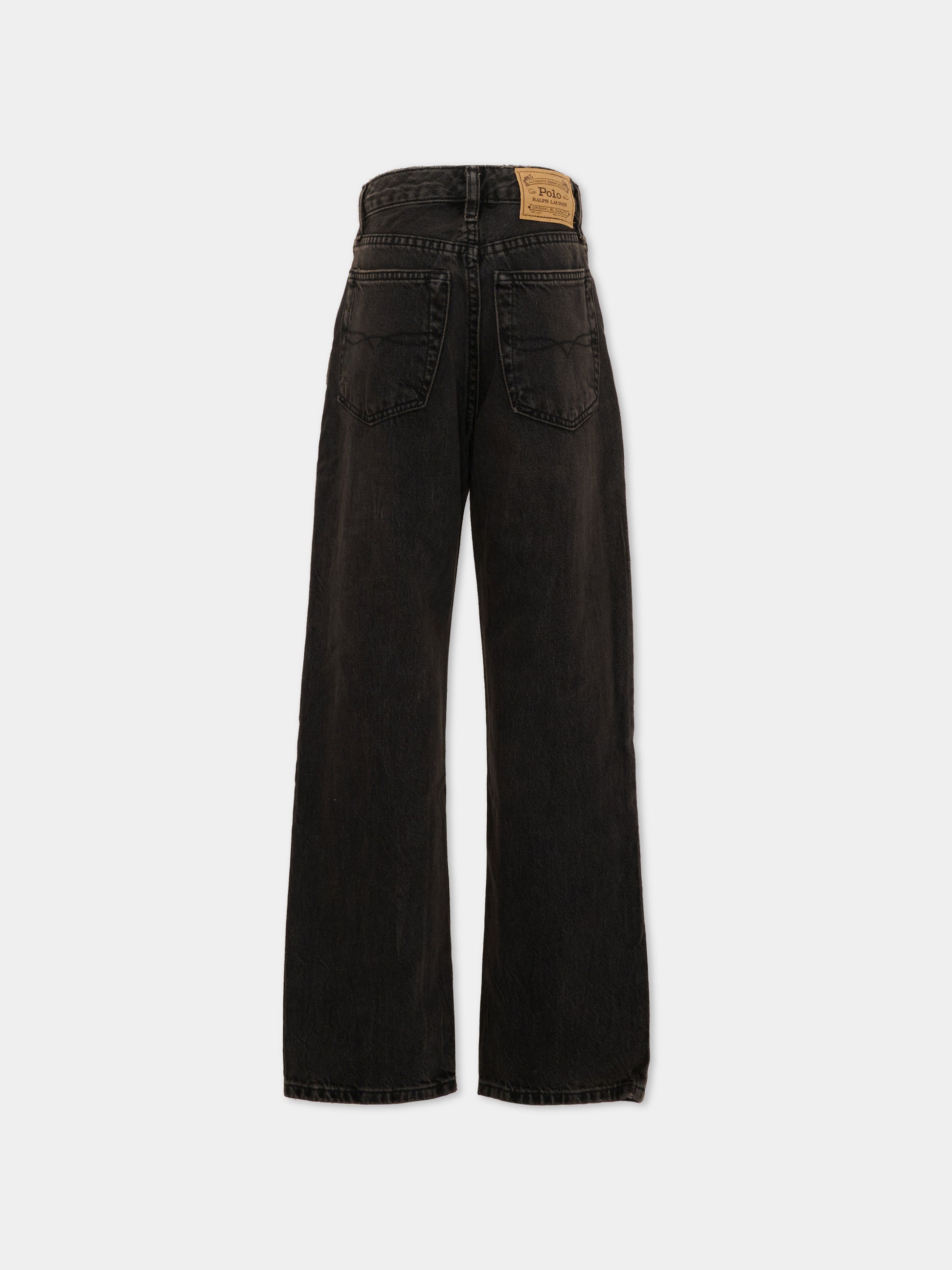 Jeans nero per bambino con patch logo,Ralph Lauren Kids,917224001