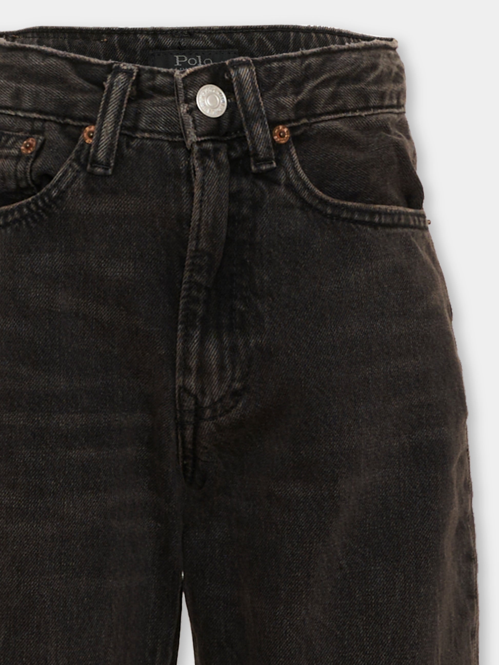 Jeans nero per bambino con patch logo,Ralph Lauren Kids,917224001