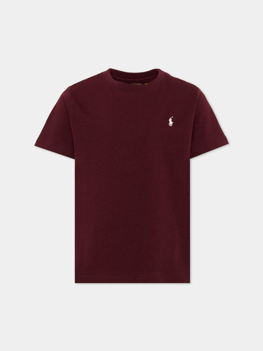T-Shirt bordeaux per bambini con Pony,Ralph Lauren Kids,832904522
