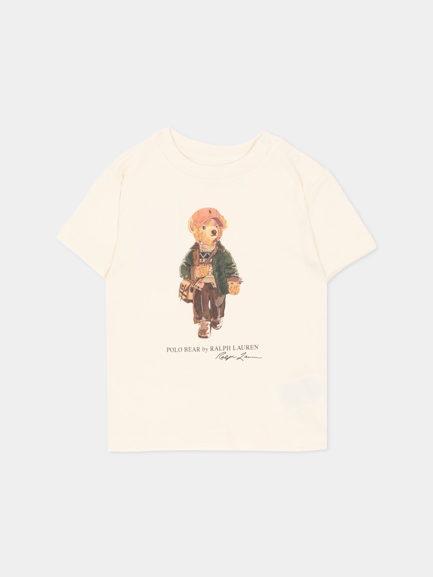 T-shirt a manica corta avorio Polo Bear per neonati,Ralph Lauren Kids,B27298001