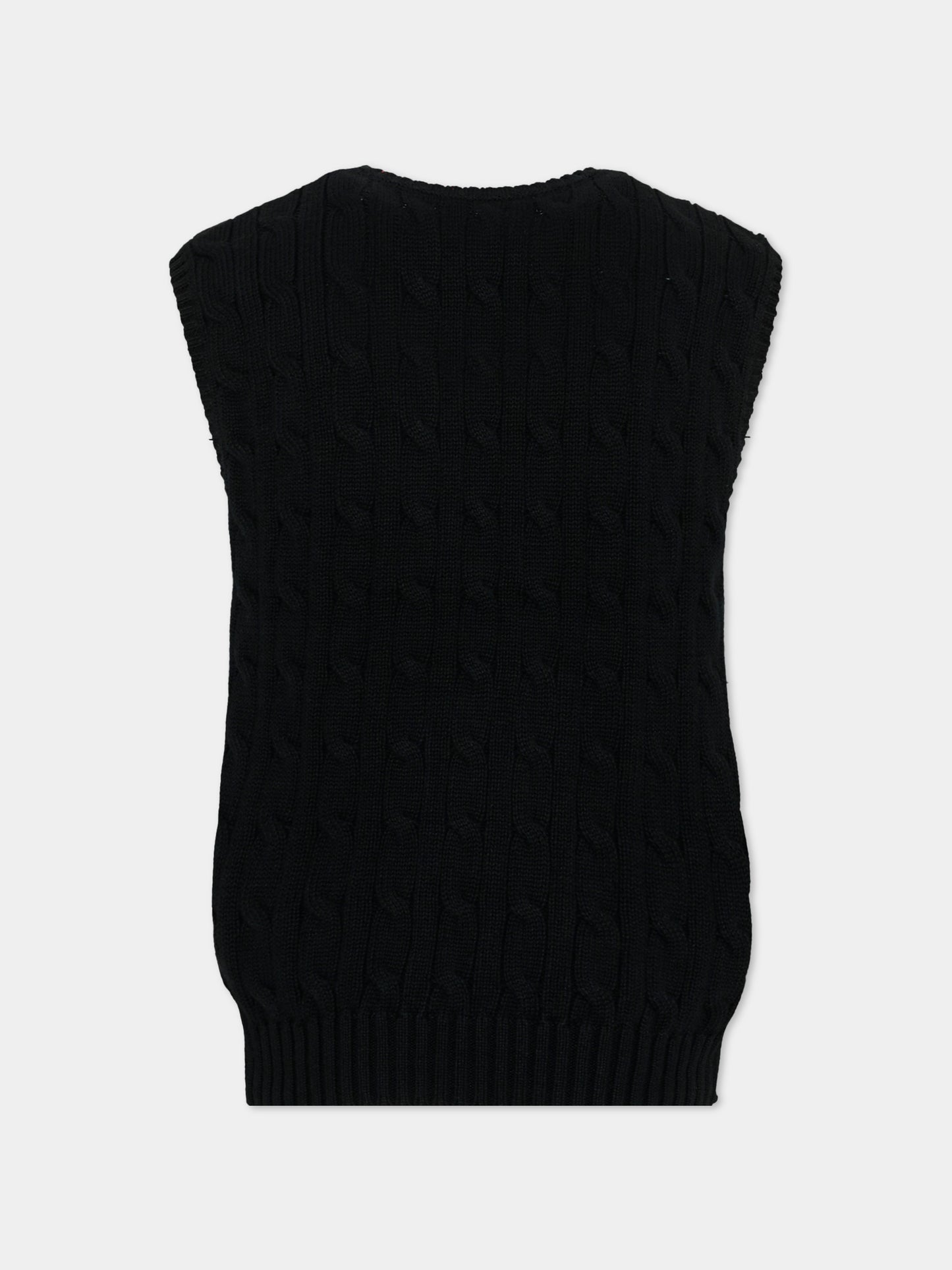Maglie gilet nero per bambini con Pony,Ralph Lauren Kids,702300027