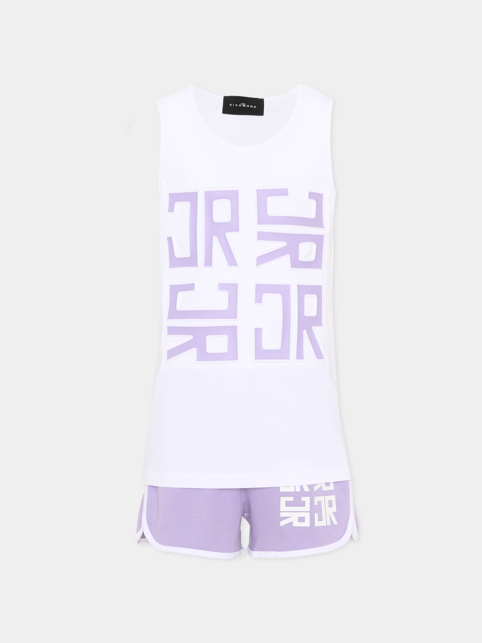 Completo sportivo bianco per bambina con logo,Richmond,RGP26016CJ WHITE/V.T.