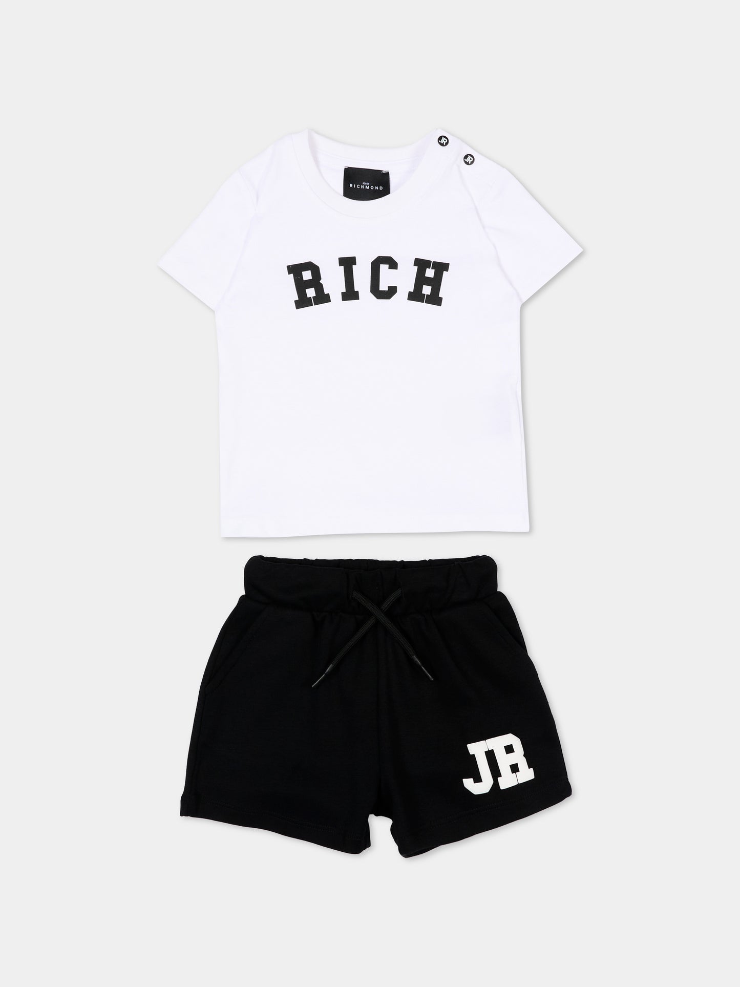 Completo sportivo bianco per neonato con logo,Richmond,RIP26022CJ WHITE/BLK
