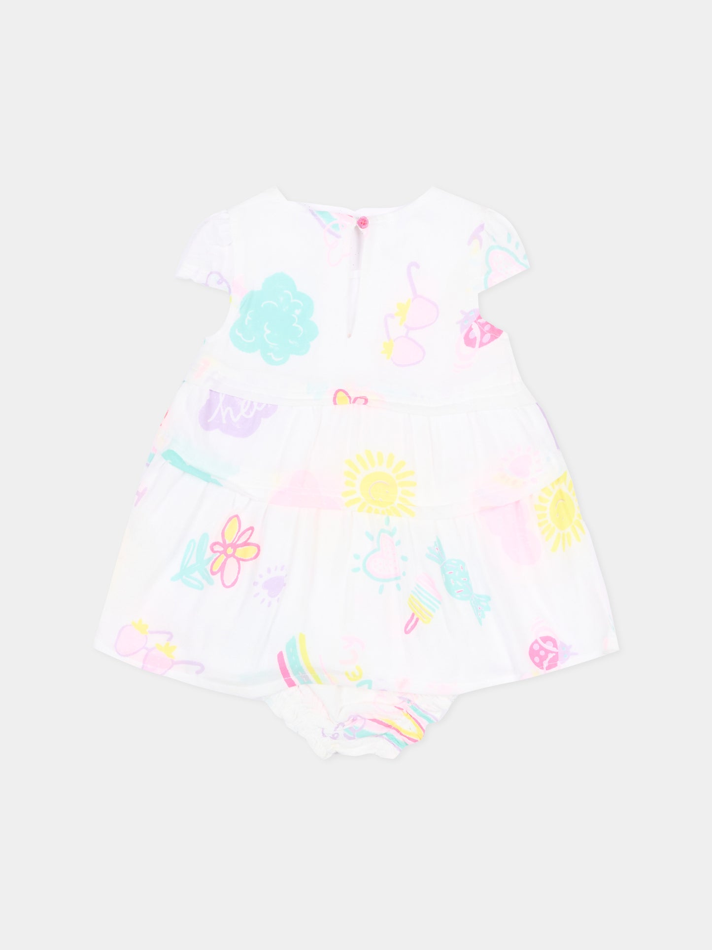 Vestito bianco per neonata con fantasia,Billieblush,U20816 10P
