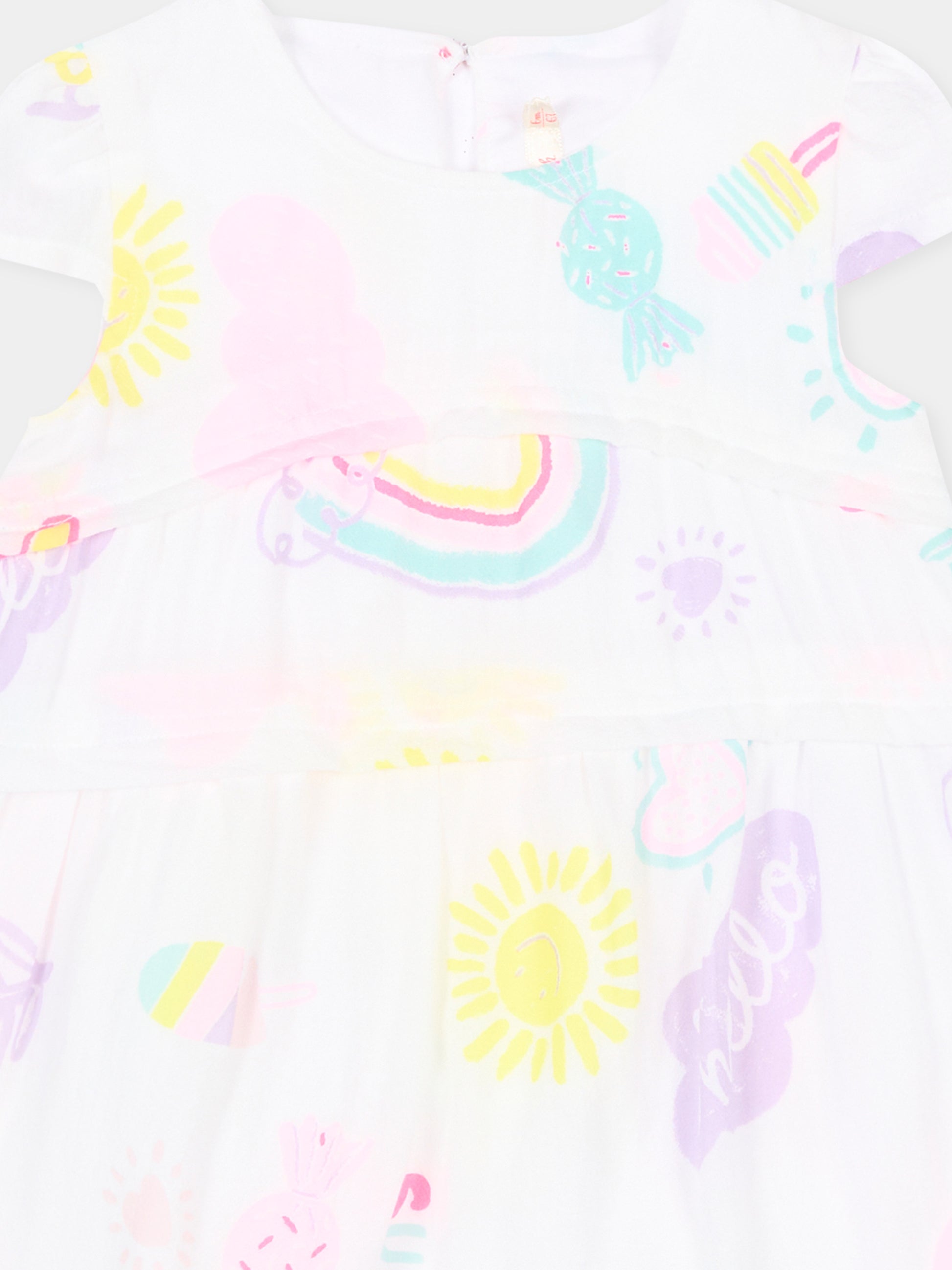 Vestito bianco per neonata con fantasia,Billieblush,U20816 10P