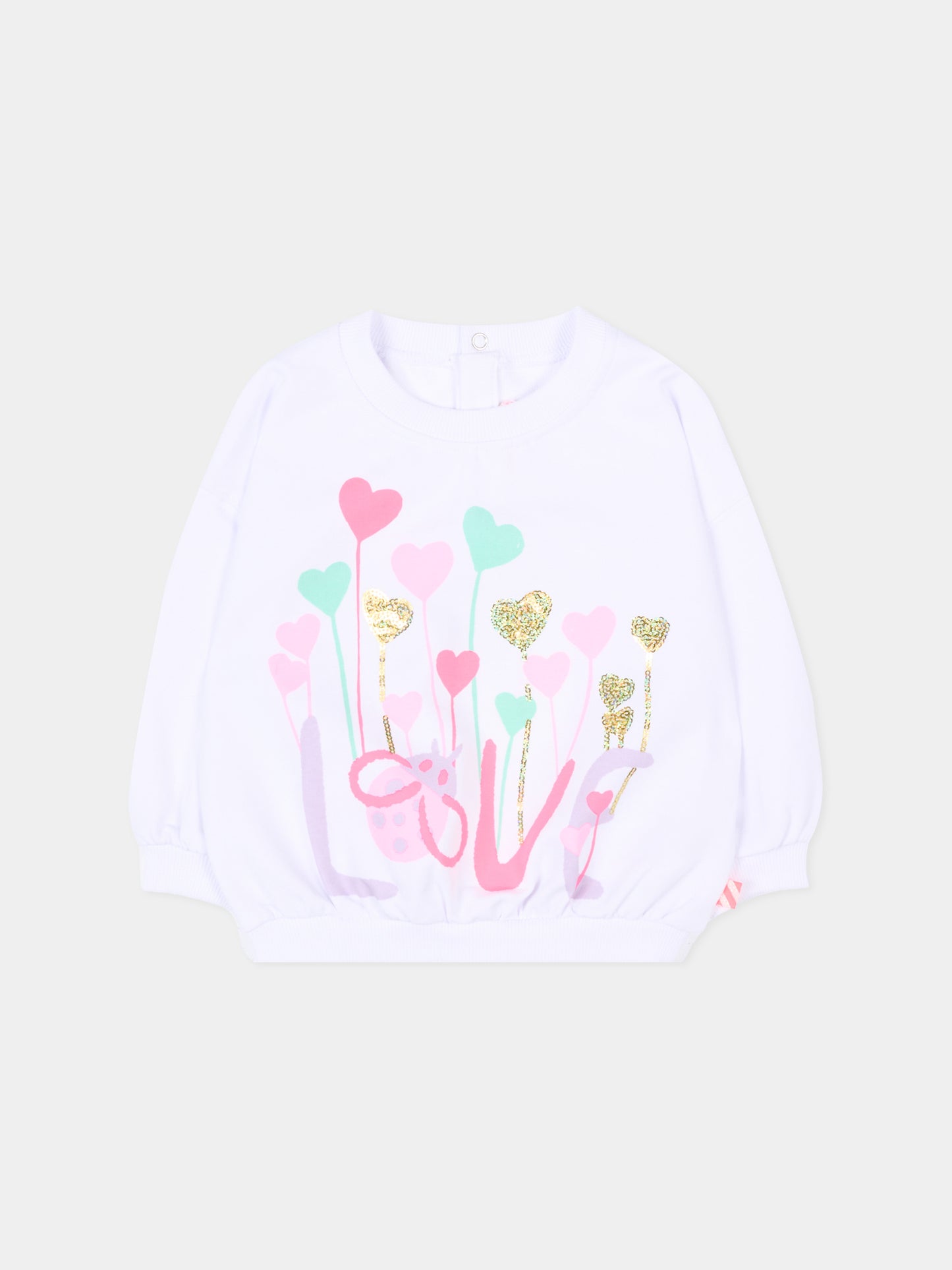 Felpa bianca per neonata con cuori,Billieblush,U20831 10P