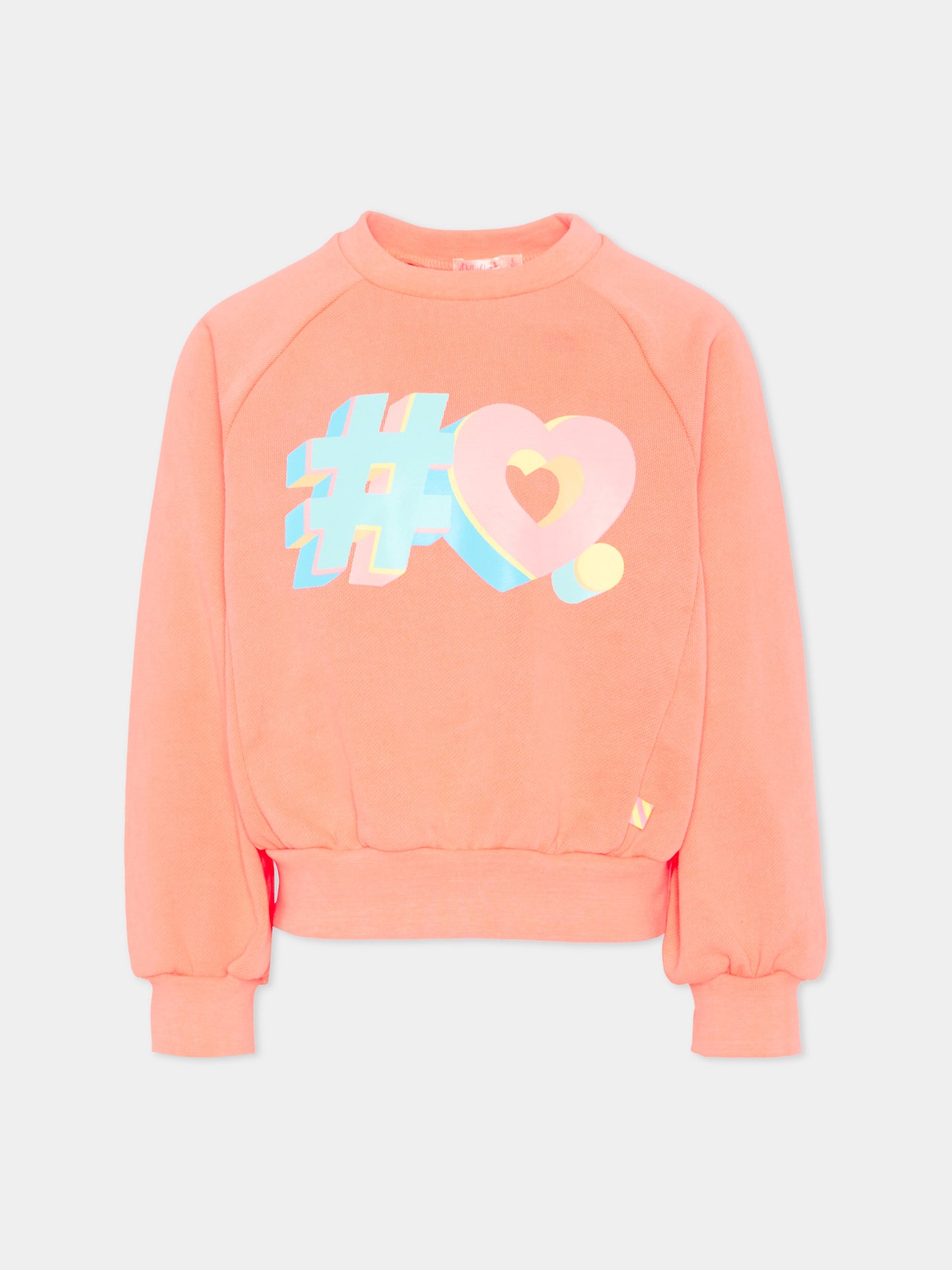 Felpa rosa per bambina con stampa cuore,Billieblush,U21035 41D