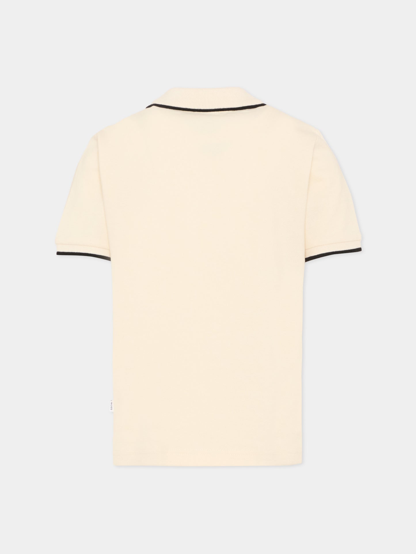 Polo beige per bambino con profili scuri,Boss,J52011 21C