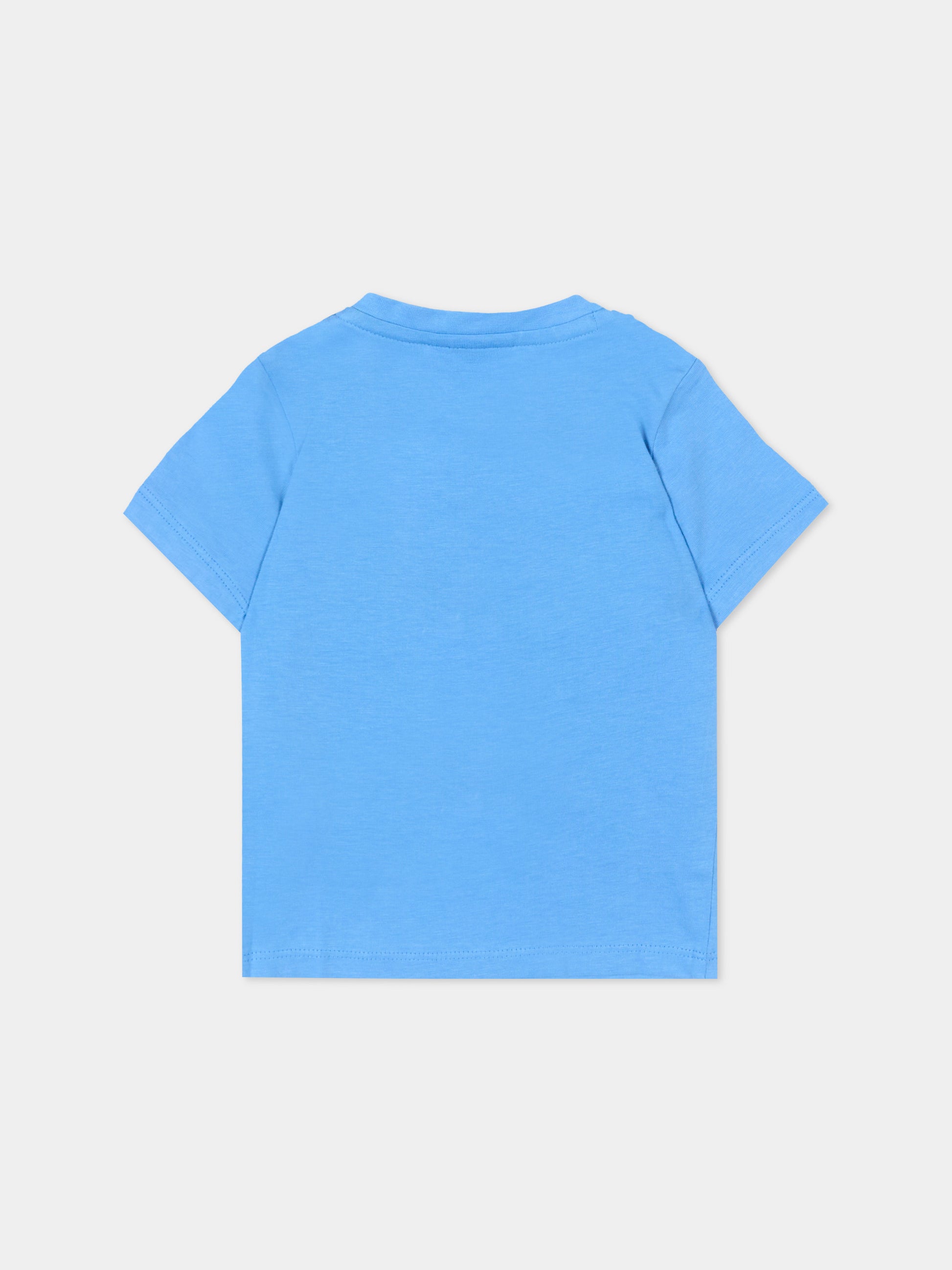 T-Shirt blu per neonato con logo,Boss,J52105 84B
