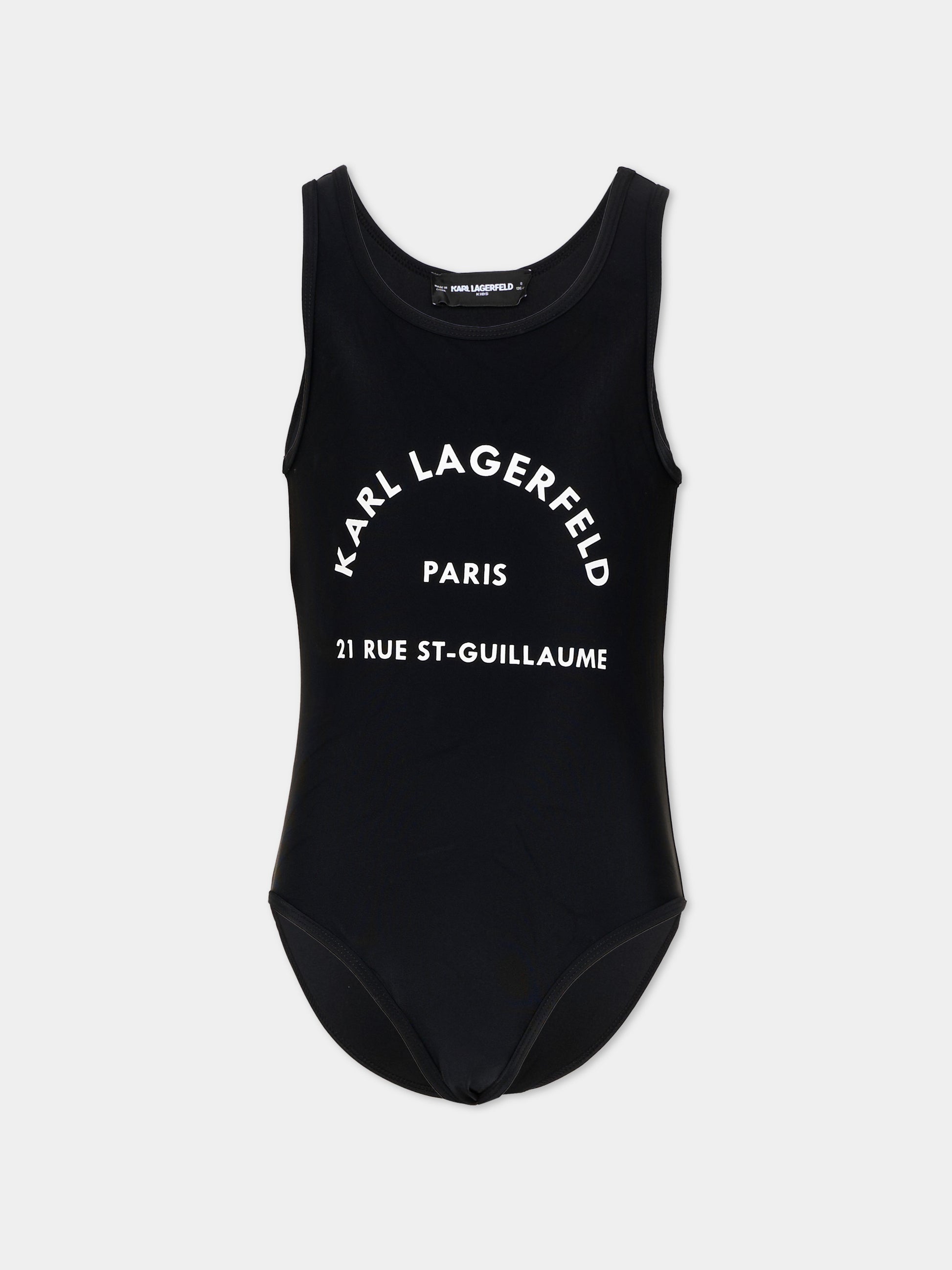 Costume intero nero per bambina con logo,Karl Lagerfeld Kids,Z30444 09B