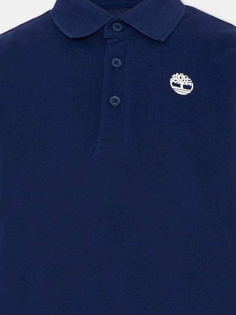 Polo azzurra per bambino con logo,Timberland,T60437 84N