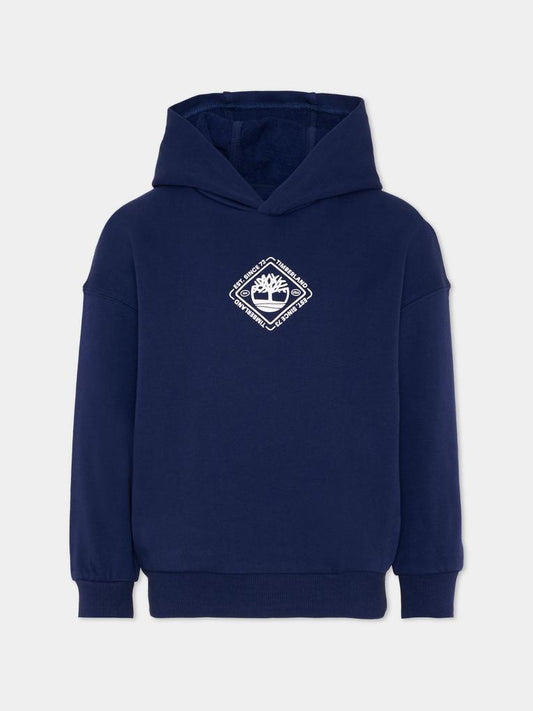 Felpa blu con logo per bambino,Timberland,T60443 84N