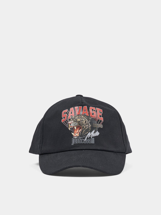 Cappello nero per bambina con stampa,Just Cavalli Kids,JGA26063BT BLACK BLACK