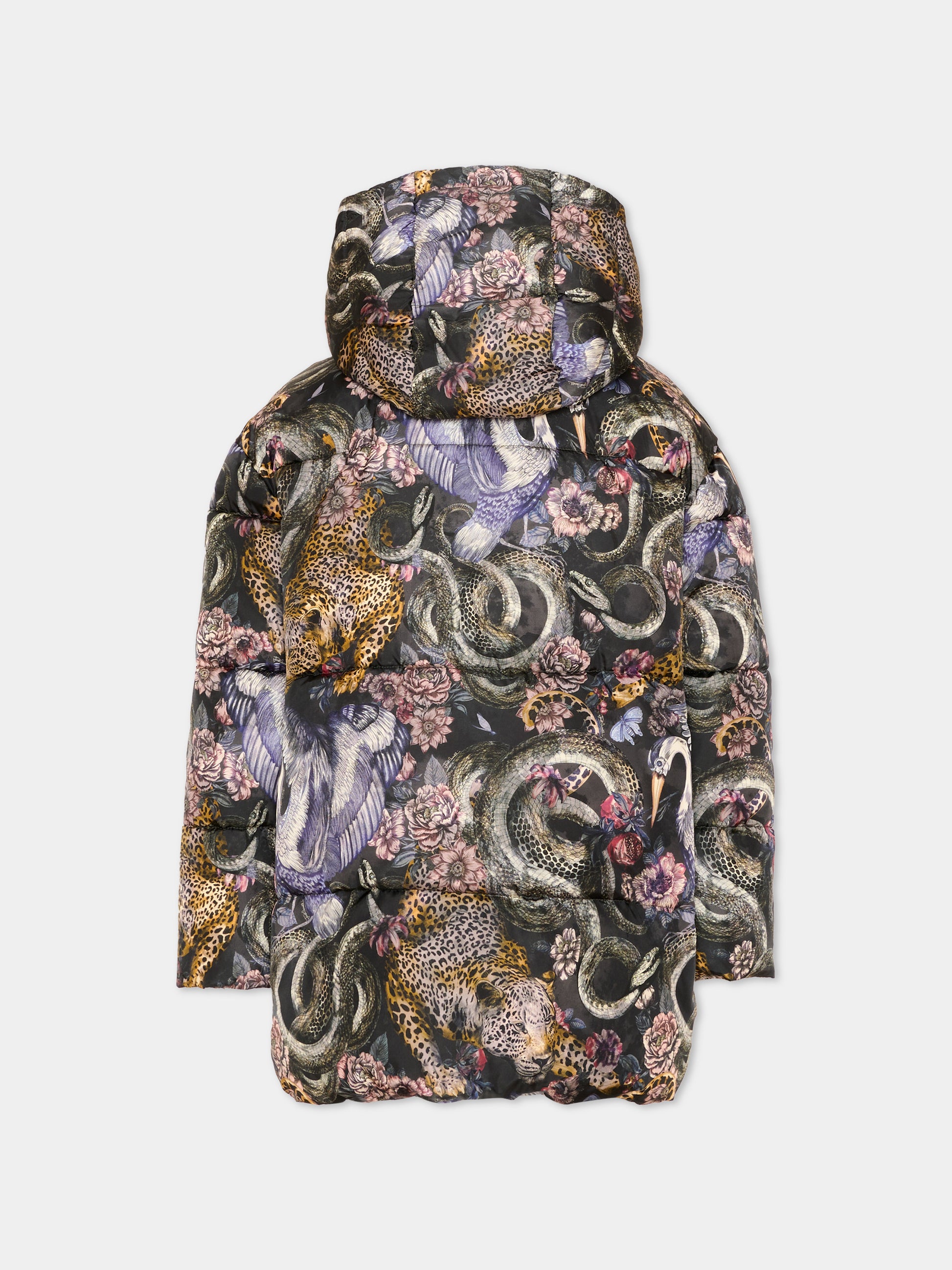Piumino multicolor per bambina con stampa animalier,Just Cavalli Kids,JGA26047PI HERON_COL. HERON COLOR