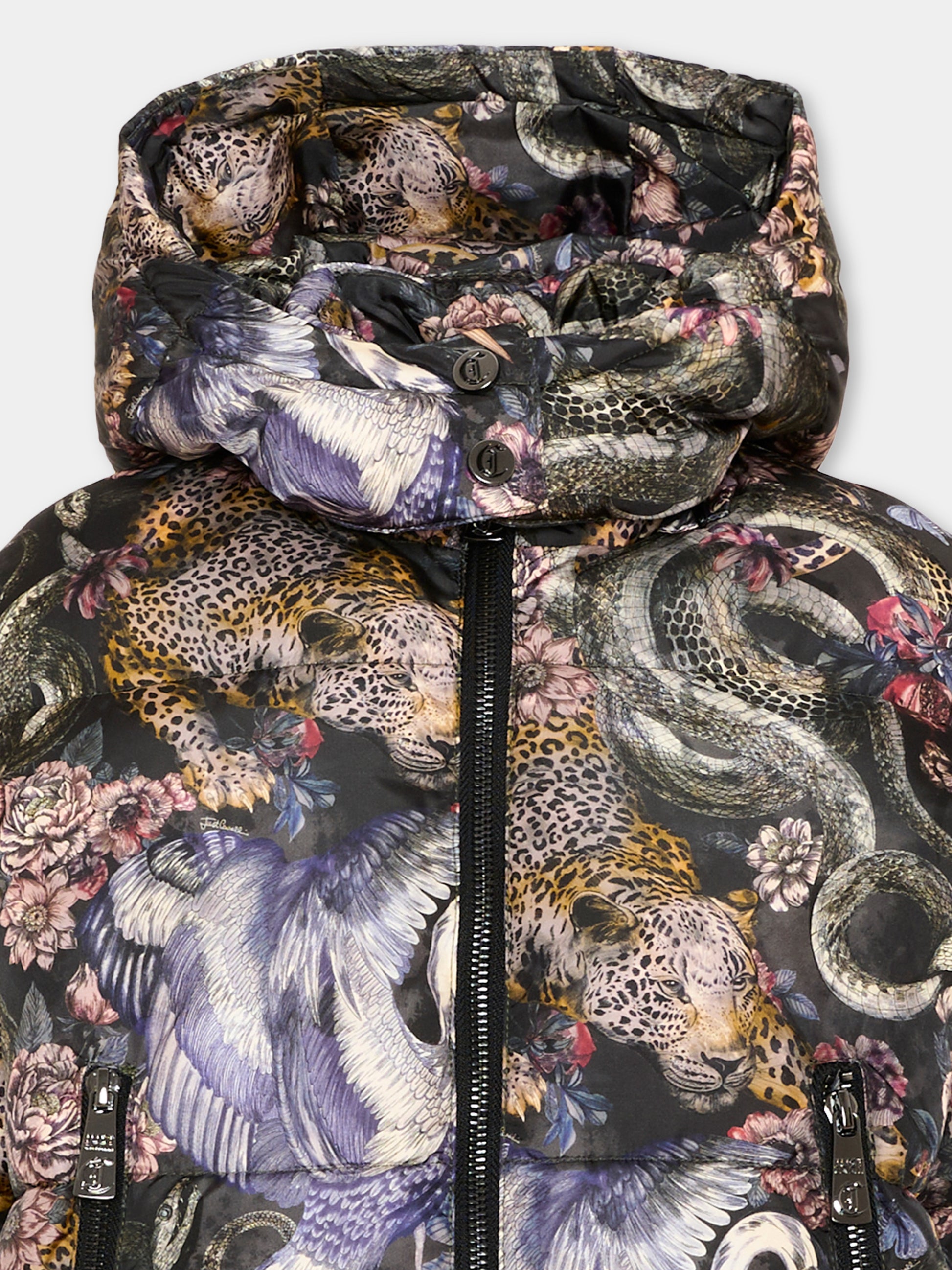 Piumino multicolor per bambina con stampa animalier,Just Cavalli Kids,JGA26047PI HERON_COL. HERON COLOR