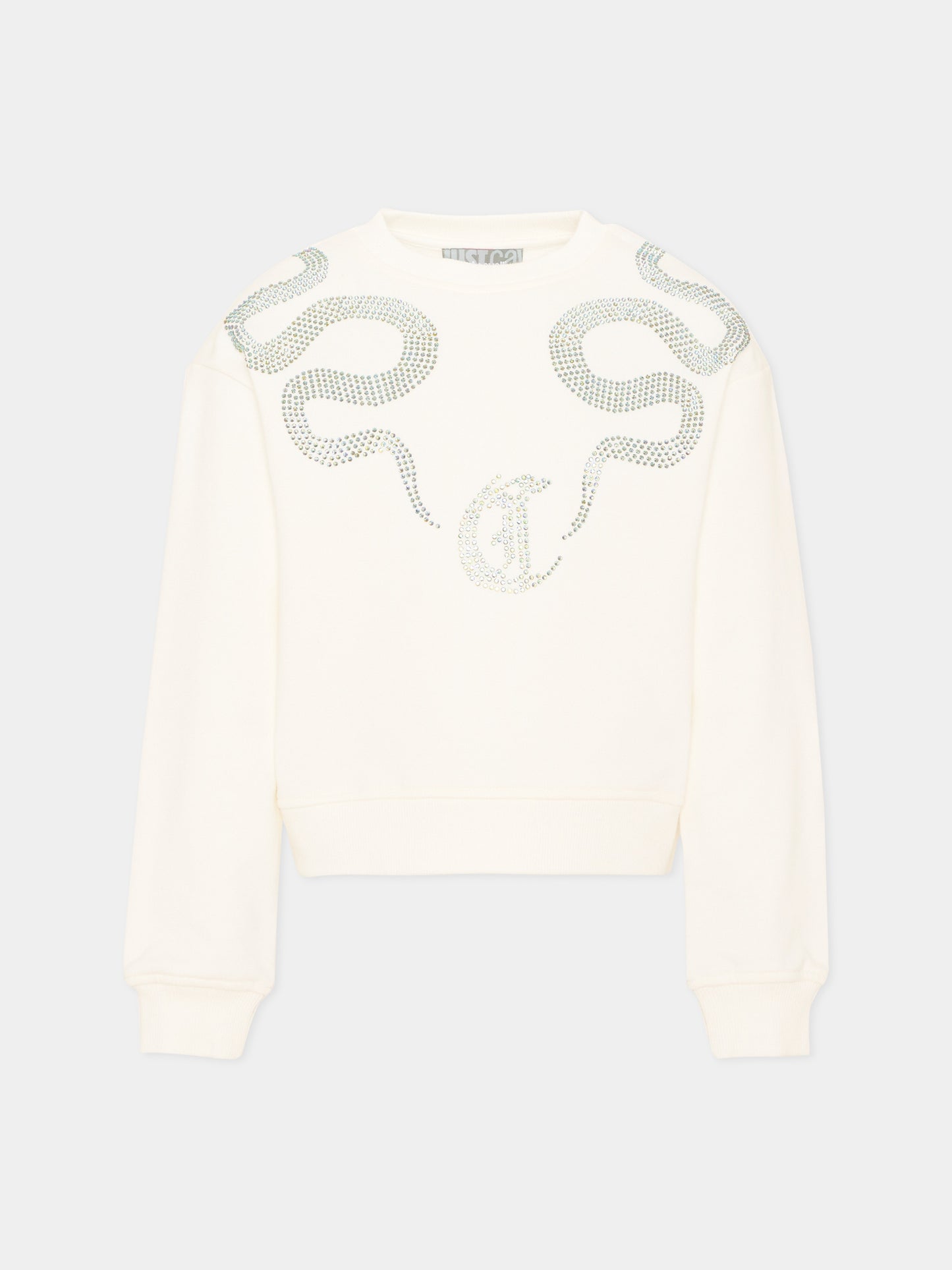 Felpa avorio per bambina con logo,Just Cavalli Kids,JGA26040FE MARSHMAL. MARSHMALLOW
