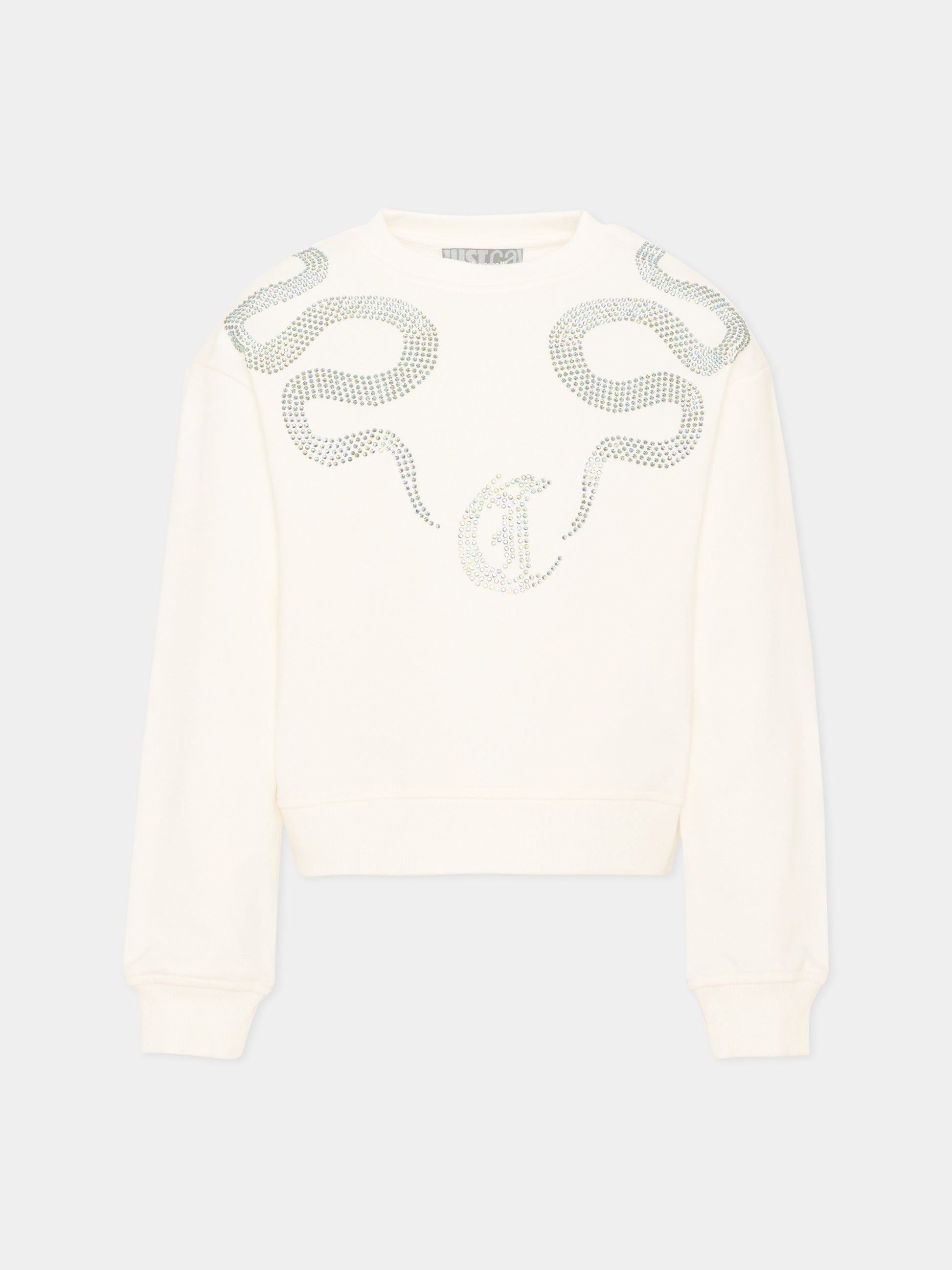 Felpa avorio per bambina con logo,Just Cavalli Kids,JGA26040FE MARSHMAL. MARSHMALLOW