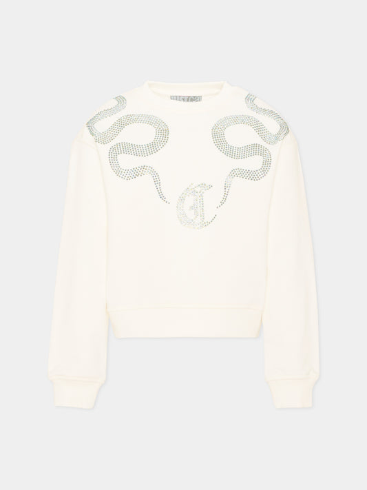 Felpa avorio per bambina con logo,Just Cavalli Kids,JGA26040FE MARSHMAL. MARSHMALLOW