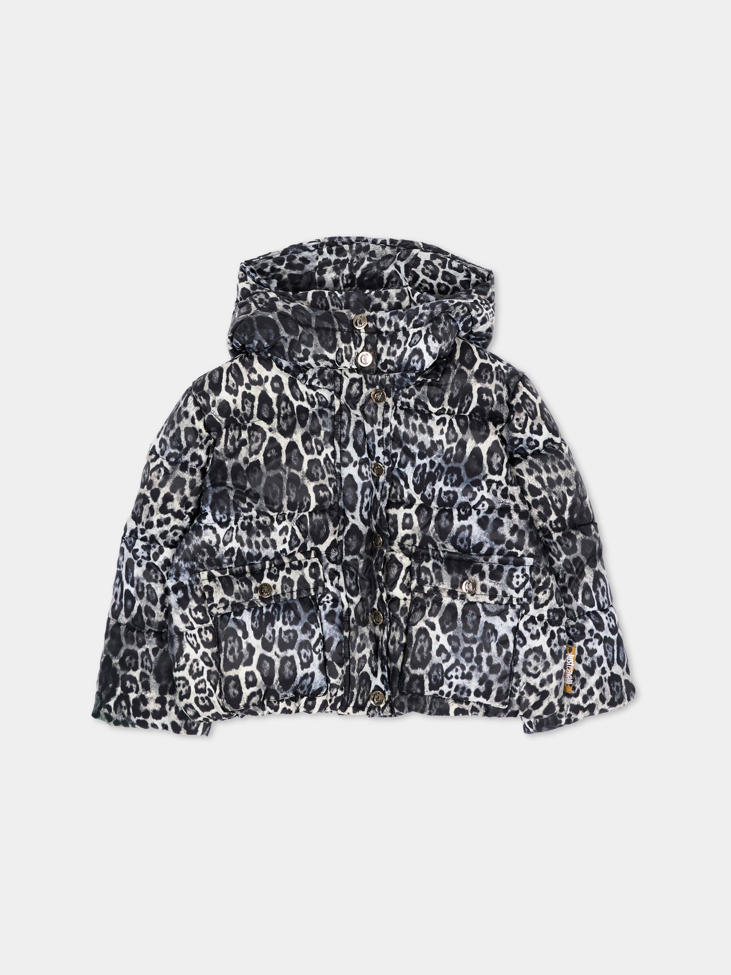 Piumino nero per neonata leopardato,Just Cavalli Kids,JIA26087PI PANTER_BLK PANTER BLACK