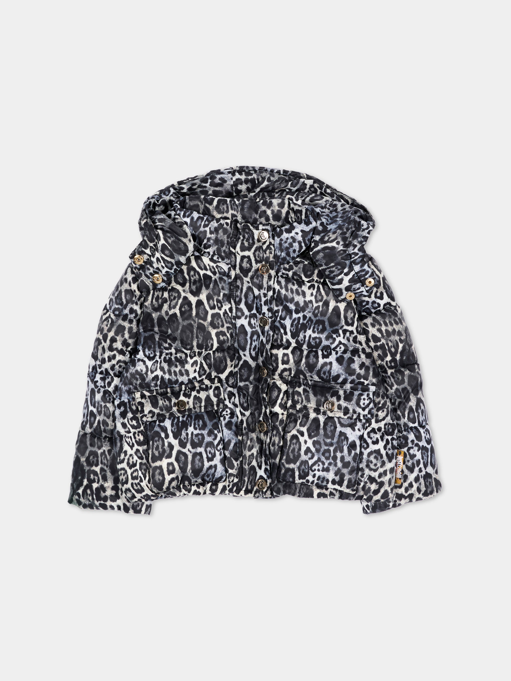 Piumino nero per neonata leopardato,Just Cavalli Kids,JIA26087PI PANTER_BLK PANTER BLACK