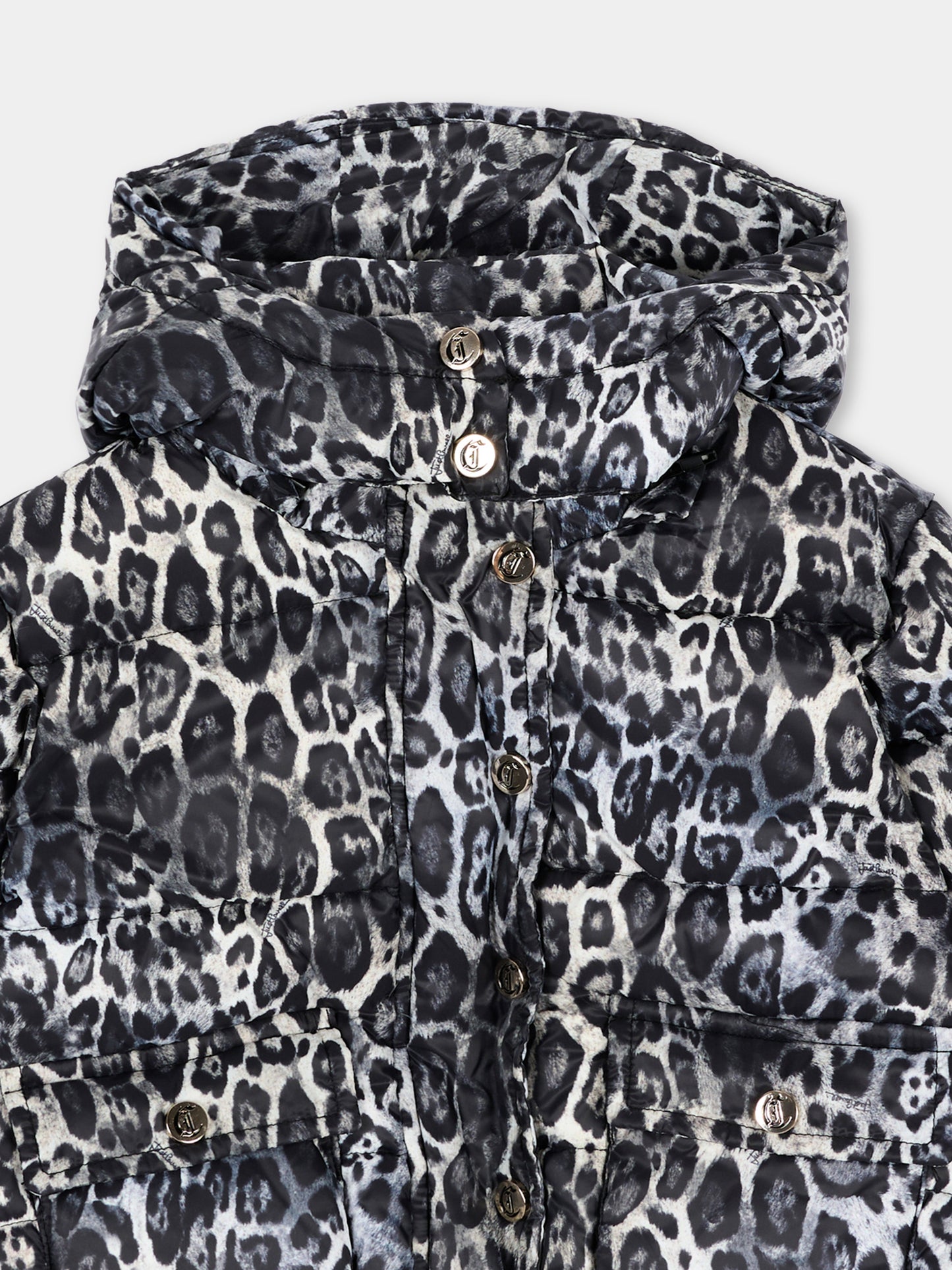 Piumino nero per neonata leopardato,Just Cavalli Kids,JIA26087PI PANTER_BLK PANTER BLACK